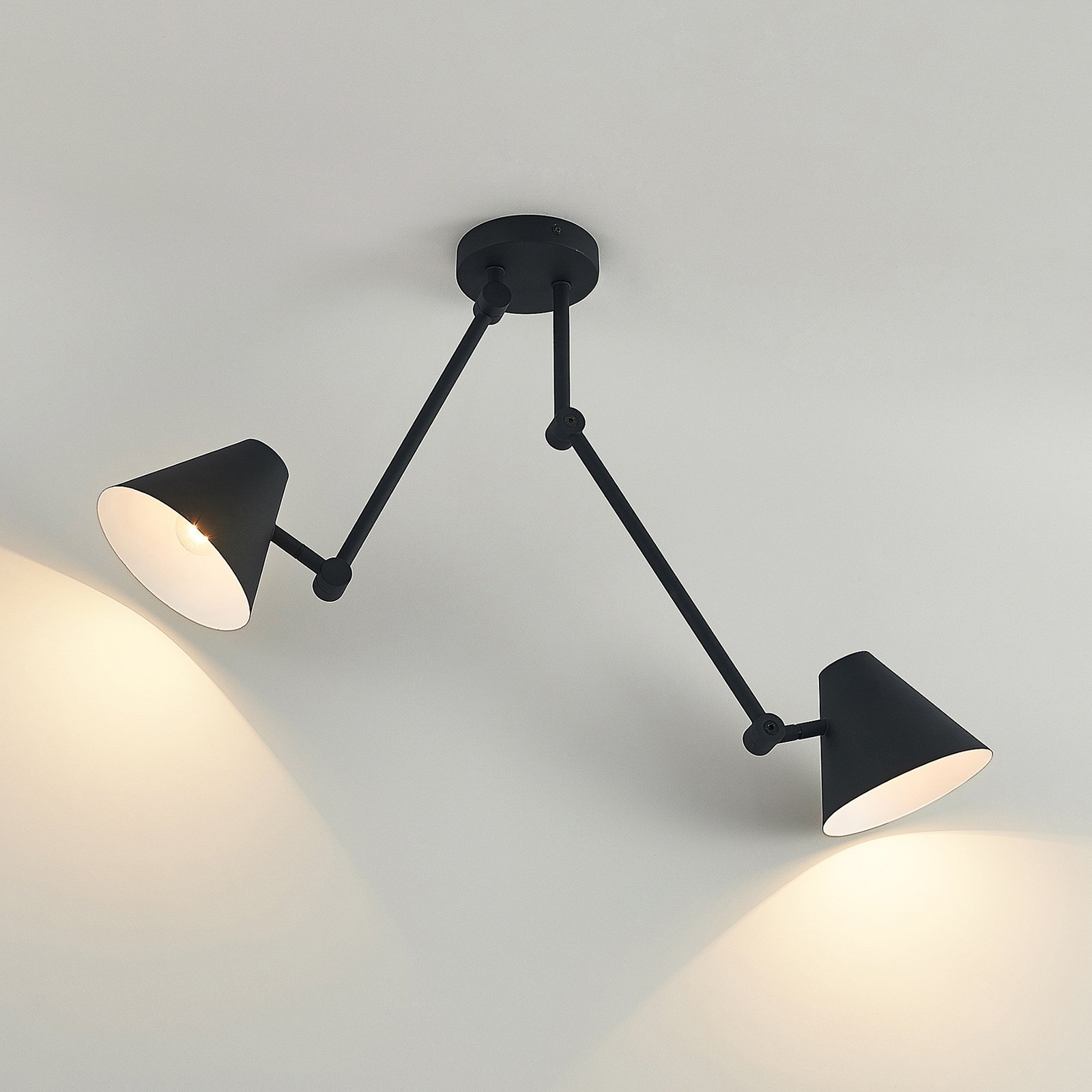 Lucande Phina taklampe i svart, 2 lyskilder
