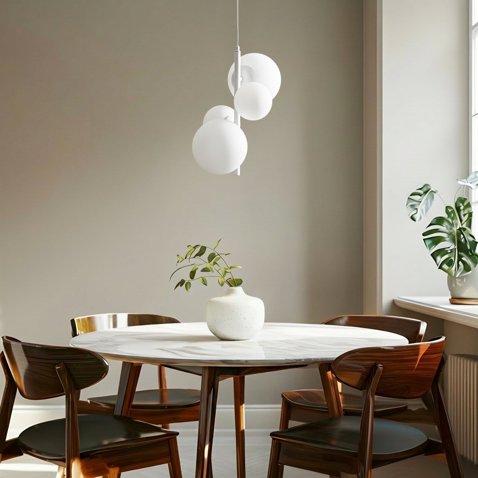 Hängeleuchte Dione, vierflammig, weiß