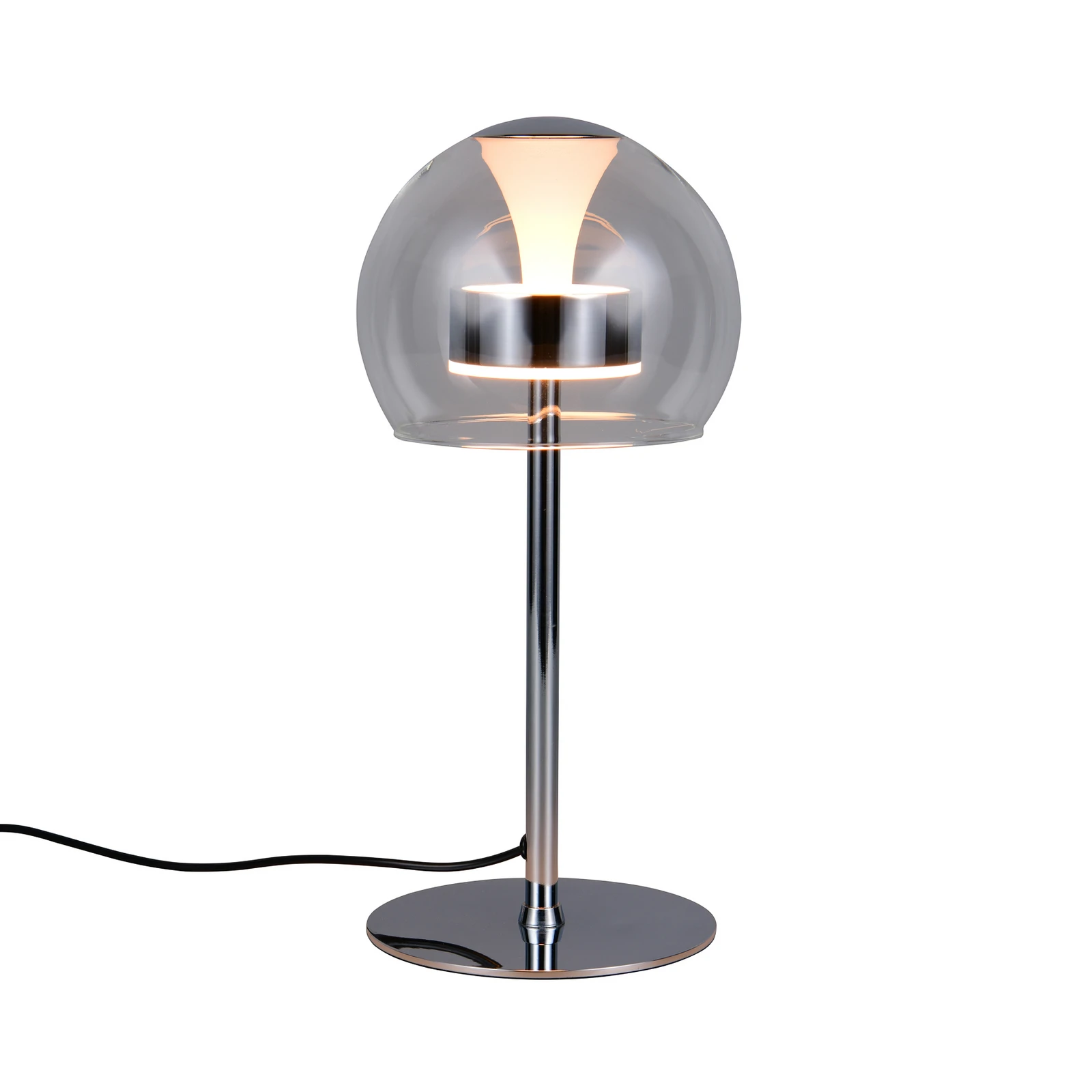 LED настолна лампа Flynt, височина 35 cm, хромиран цвят, метал, CCT