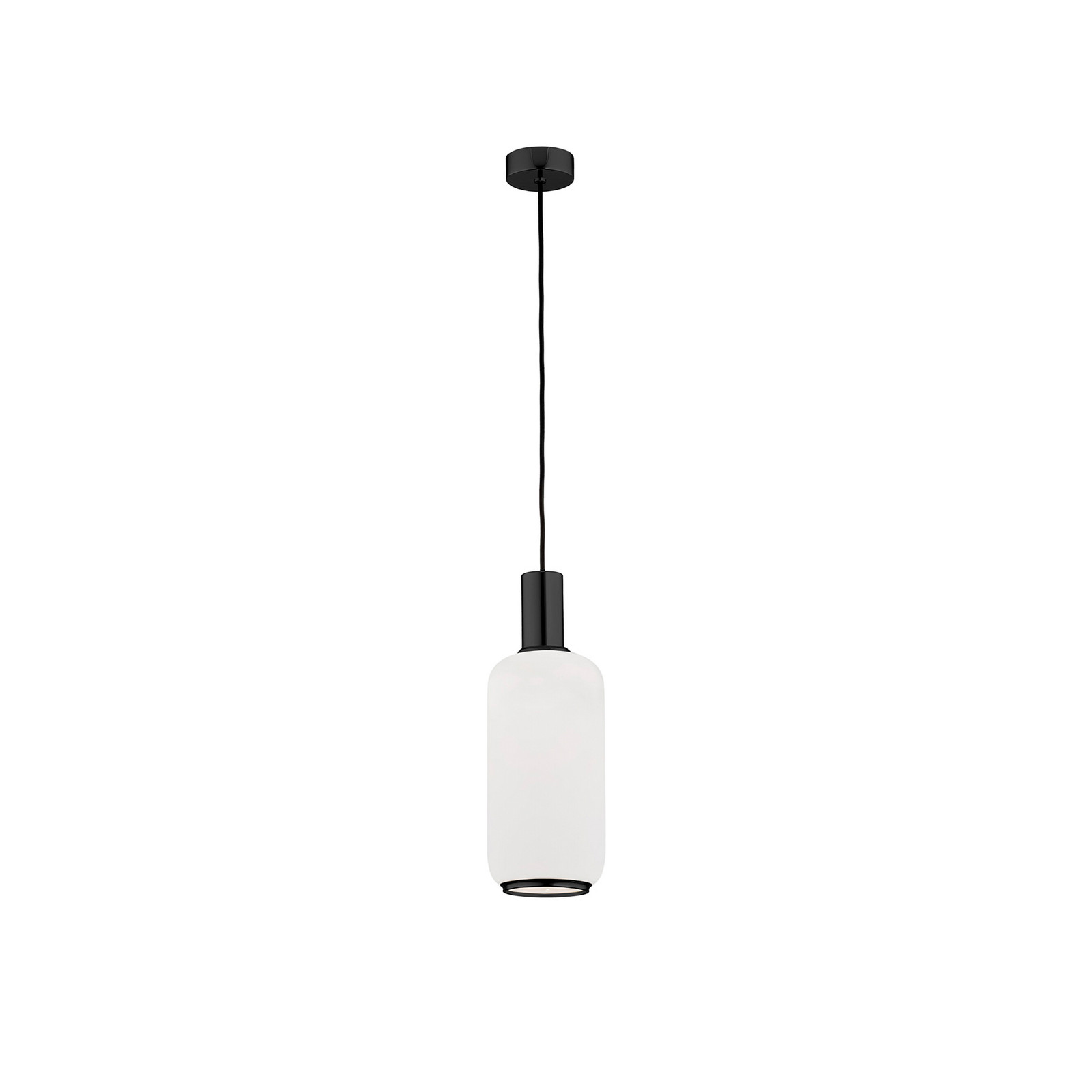 Euluna Lampă suspendată Milano 1 bec cilindrică albă - Camera de zi / sufragerie - Modern - alb opal negru - Sticlă