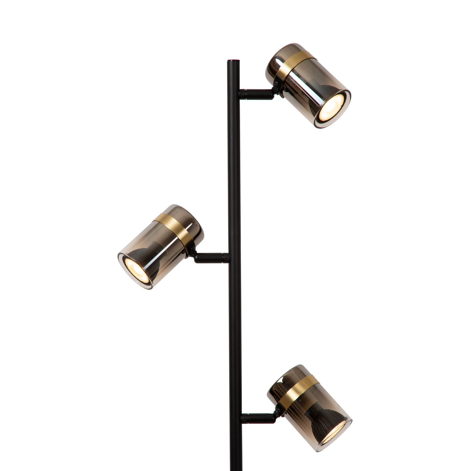 Vloerlamp Upton, hoogte 154 cm, zwart/rookgrijs, 3-lamps.