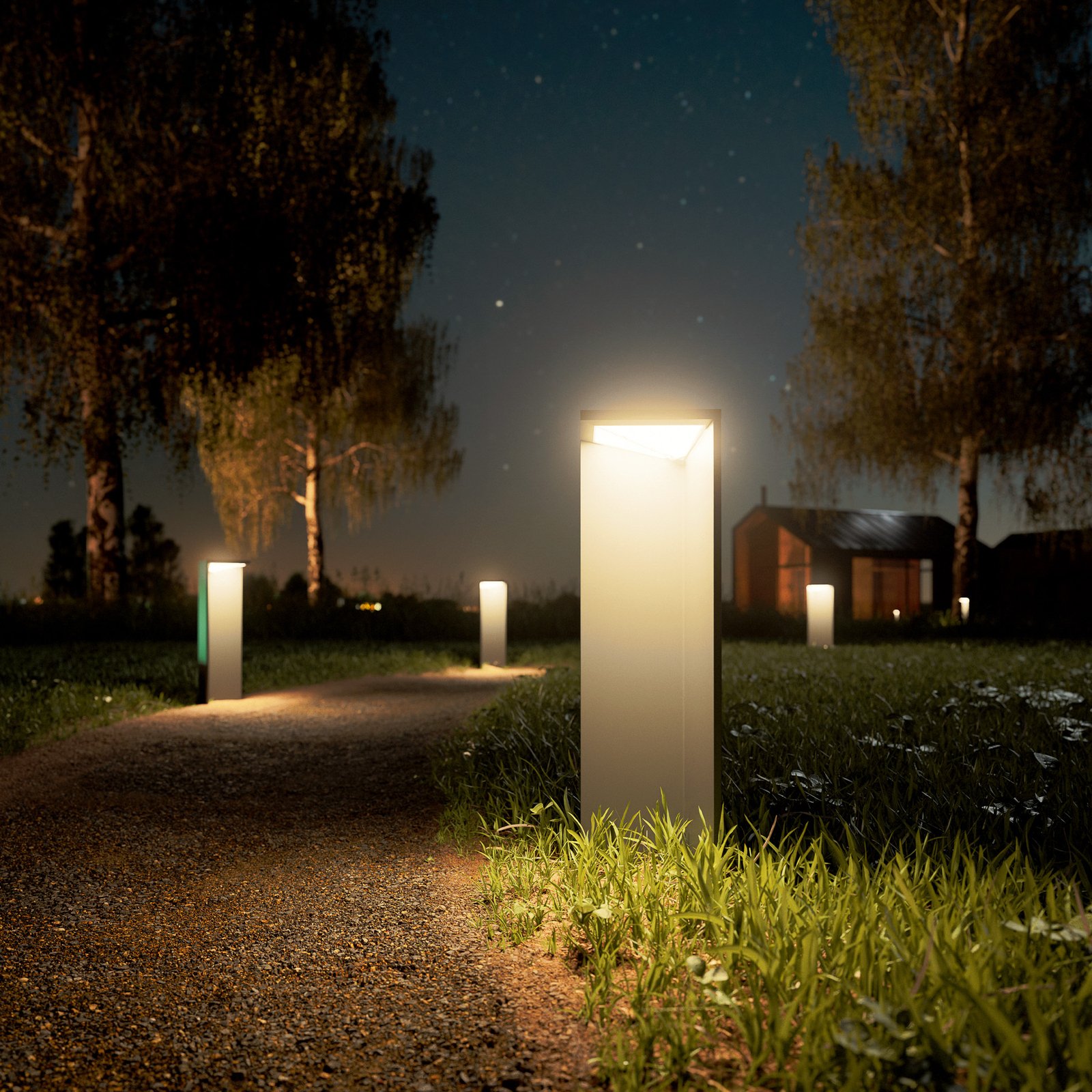 LED įkraunama saulės lempa "Nusolar" antracito spalvos, aukštis 50 cm