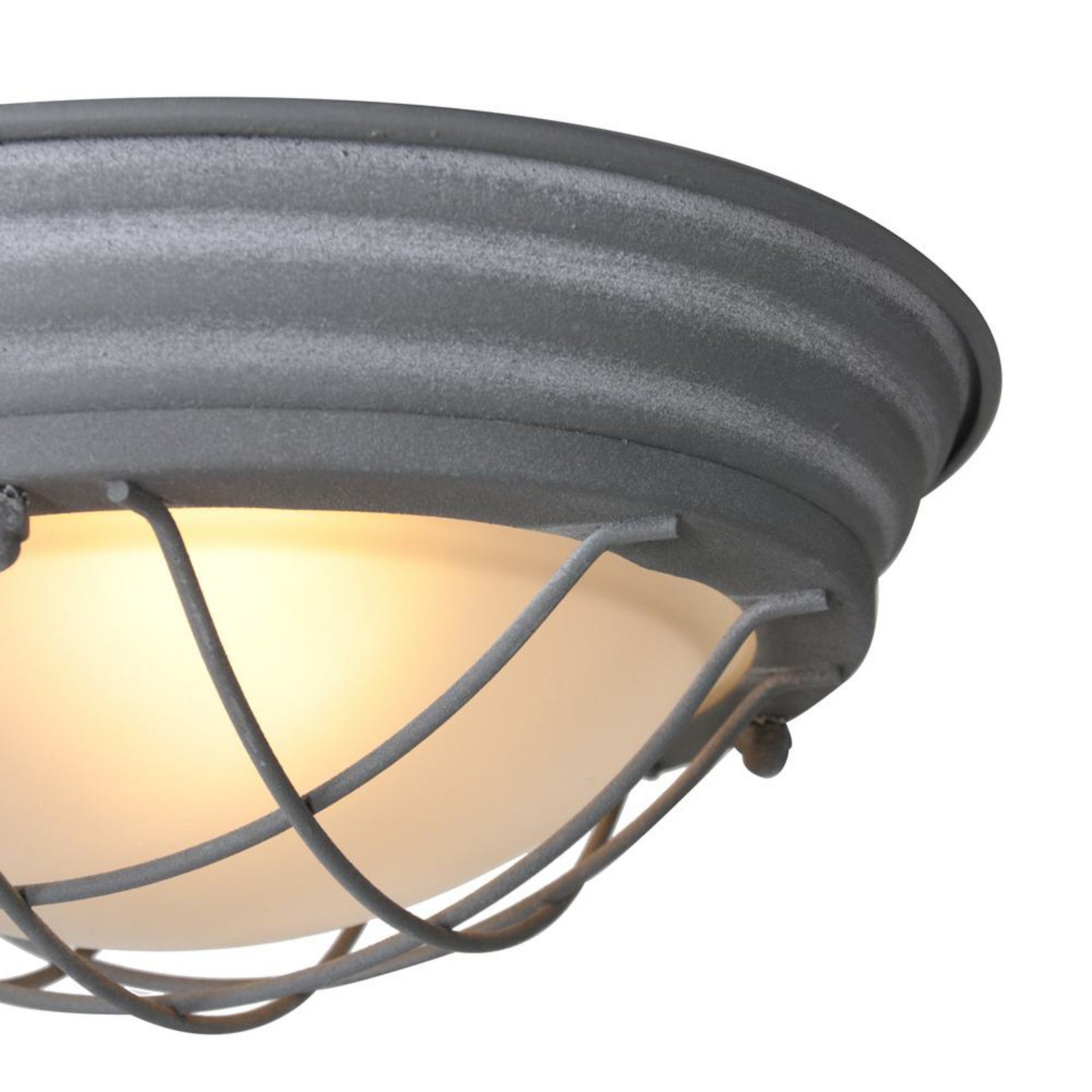 Deckenleuchte Lisanne, grau, Ø 29 cm, Metall, Glas, E27