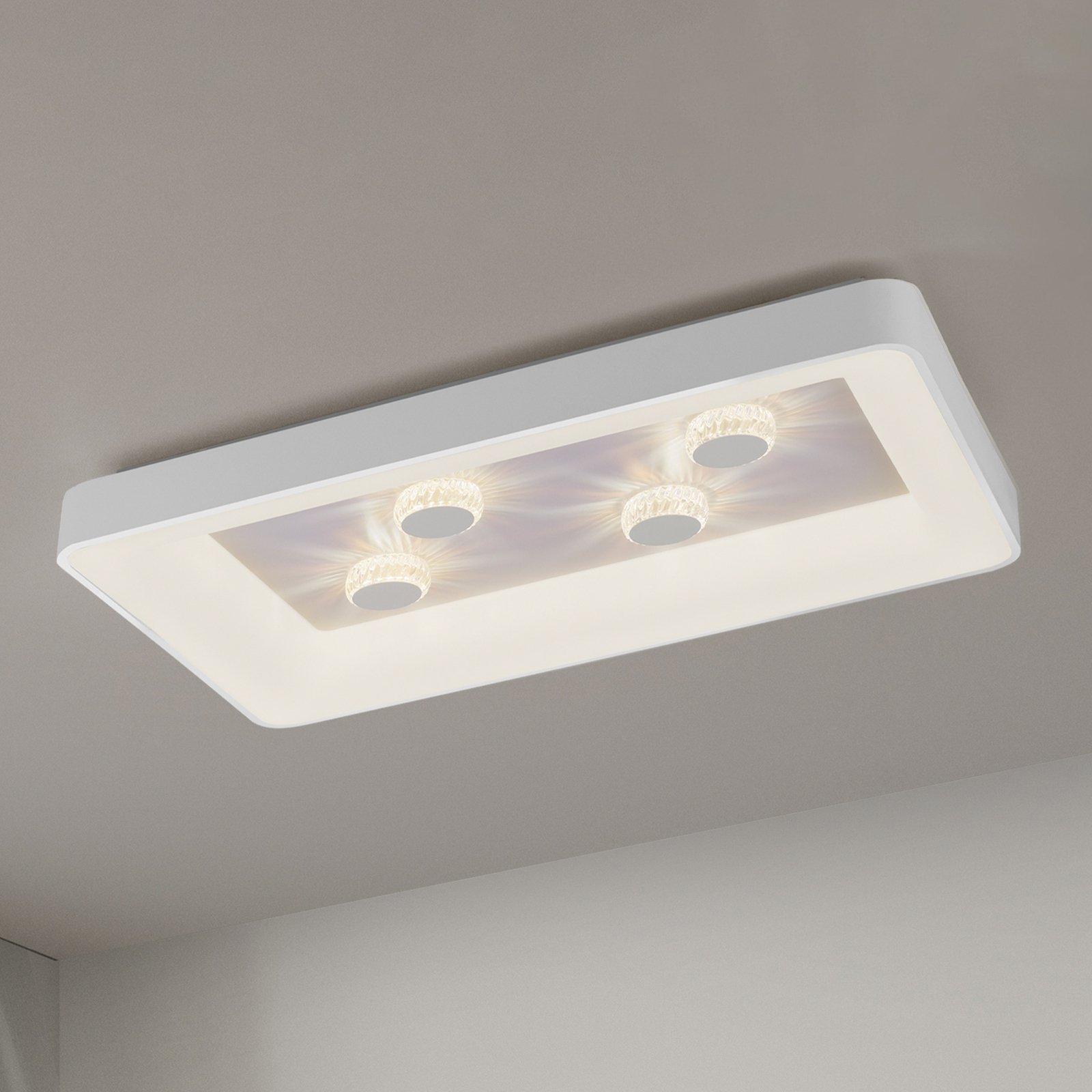 Vertigo LED ceiling lamp, CCT, 90 x 60 cm, white