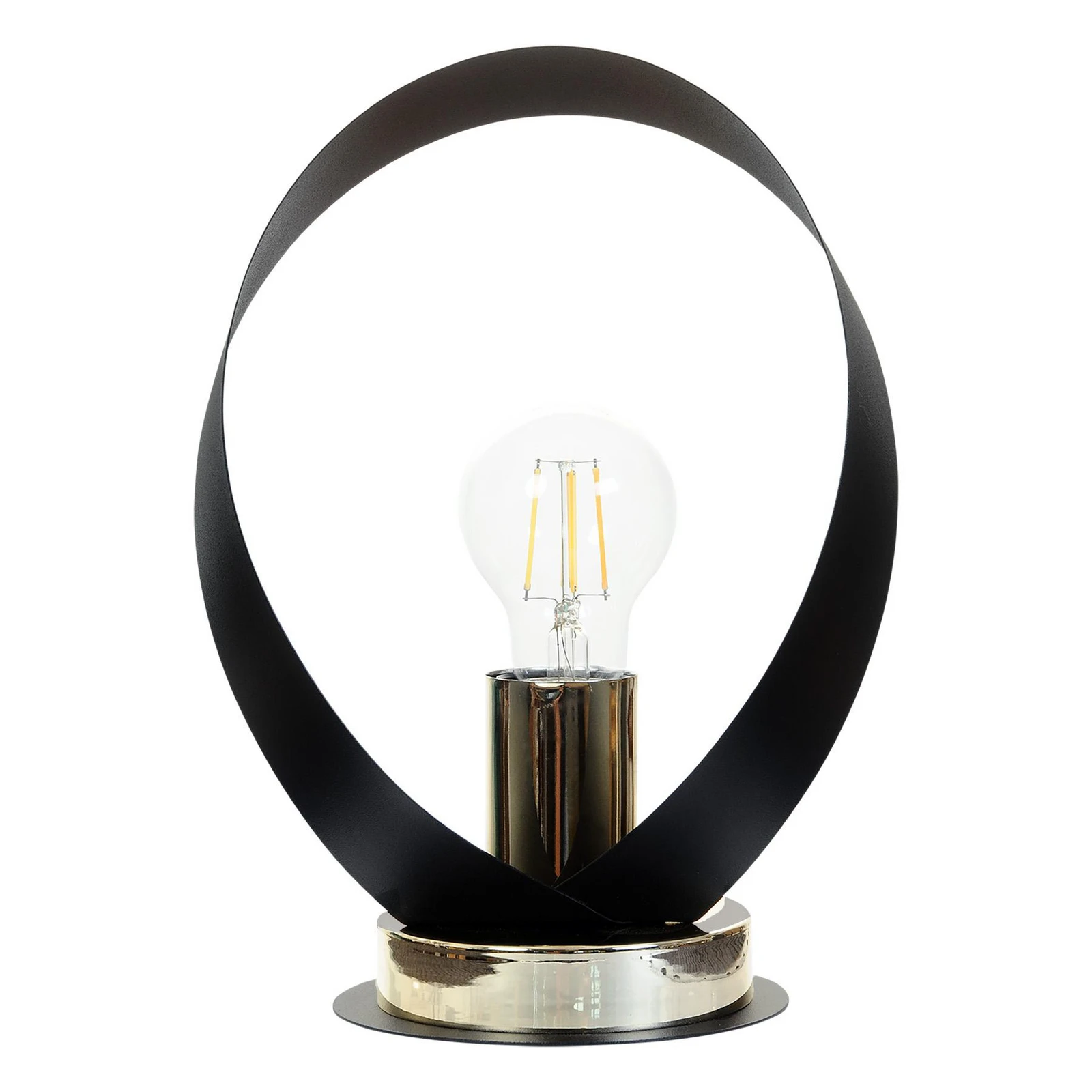 Lámpara de mesa Euluna Petla, negro/dorado, metal, Ø 19 cm