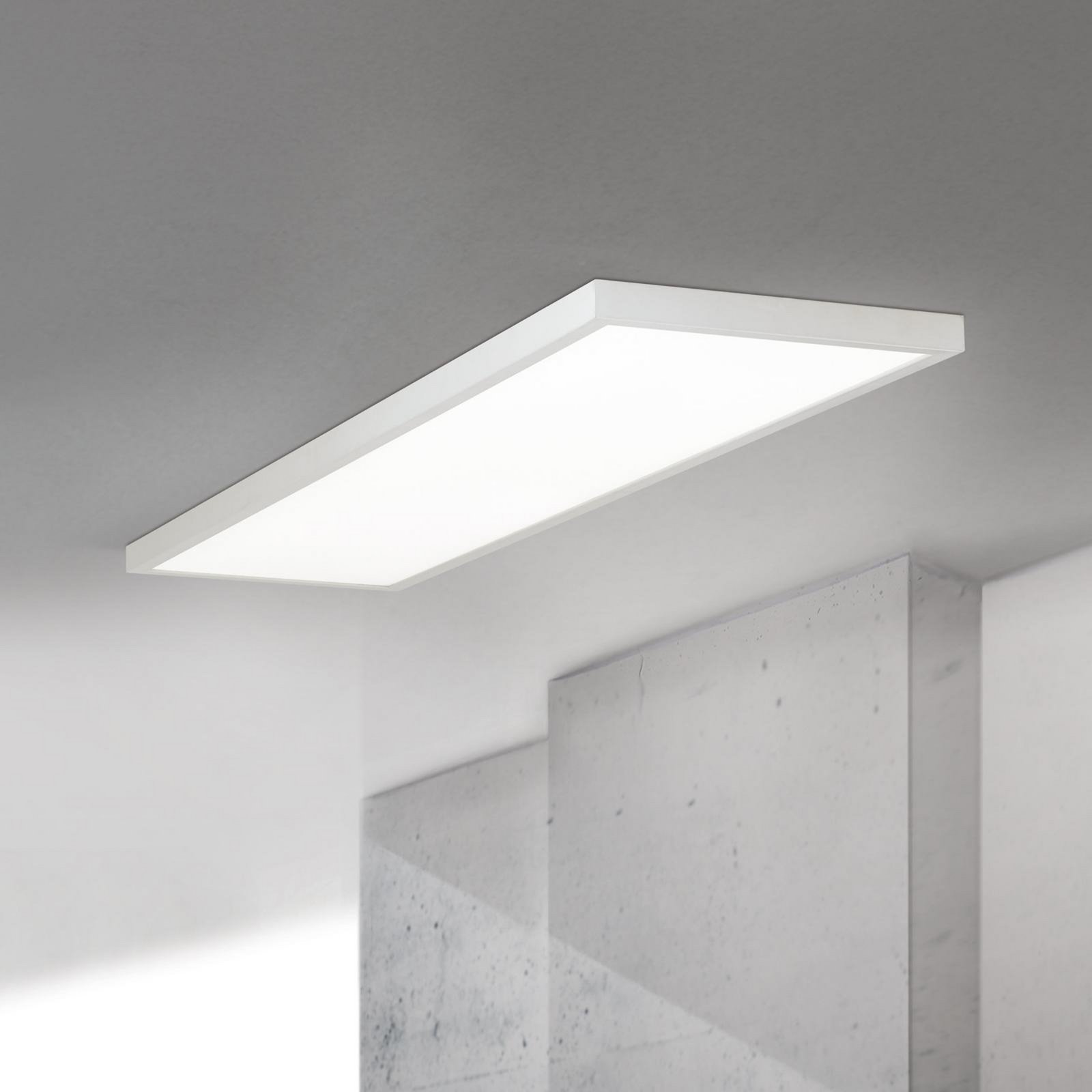 LED ceiling lamp Disc, white, length 115 cm, CCT, metal