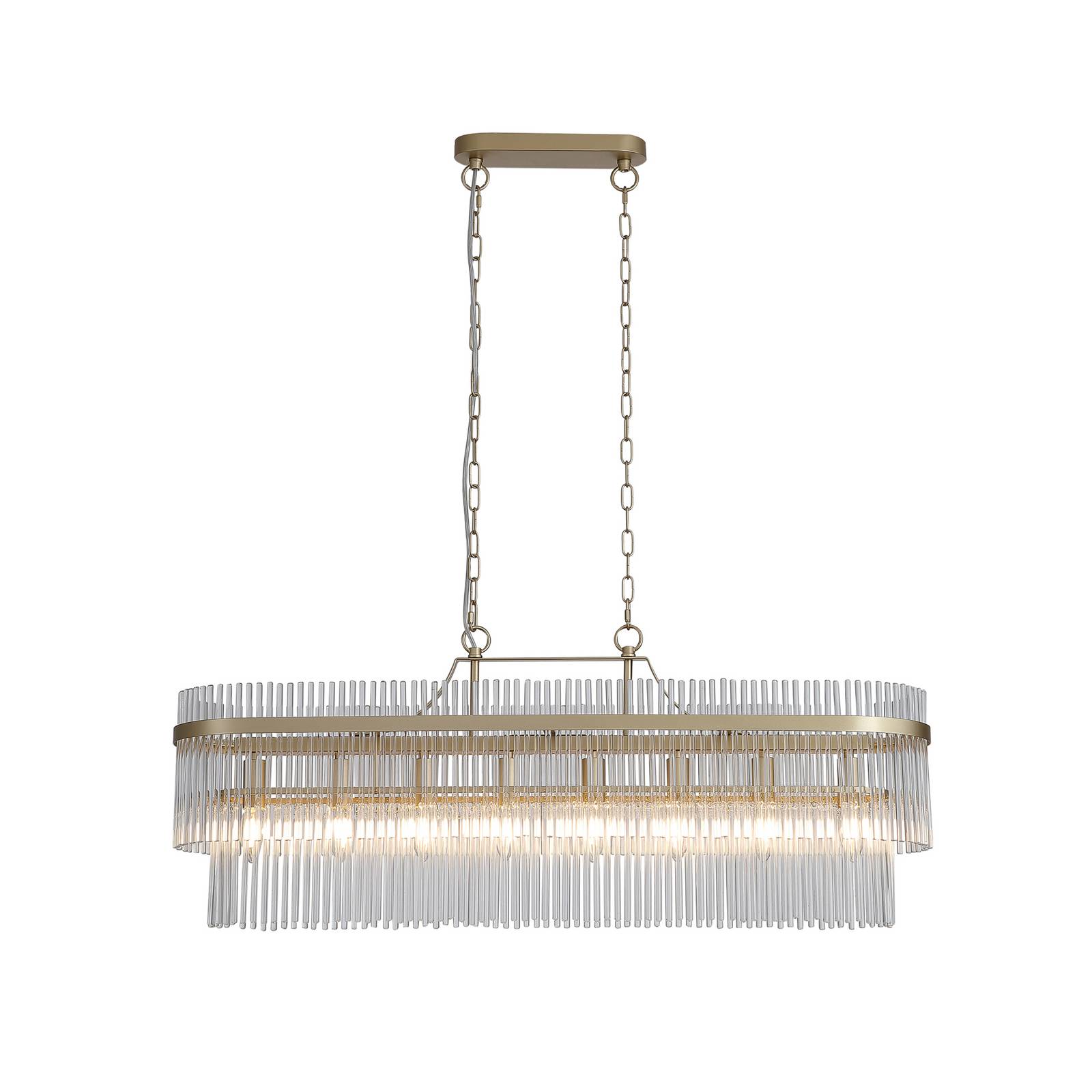 Żyrandol Lara, długość 98 cm, kolor złoty/przezroczysty, szkło/metal