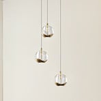 Lucande lámpara colgante LED Hayley, Ø 25 cm, 3 luces, dorado, cristal