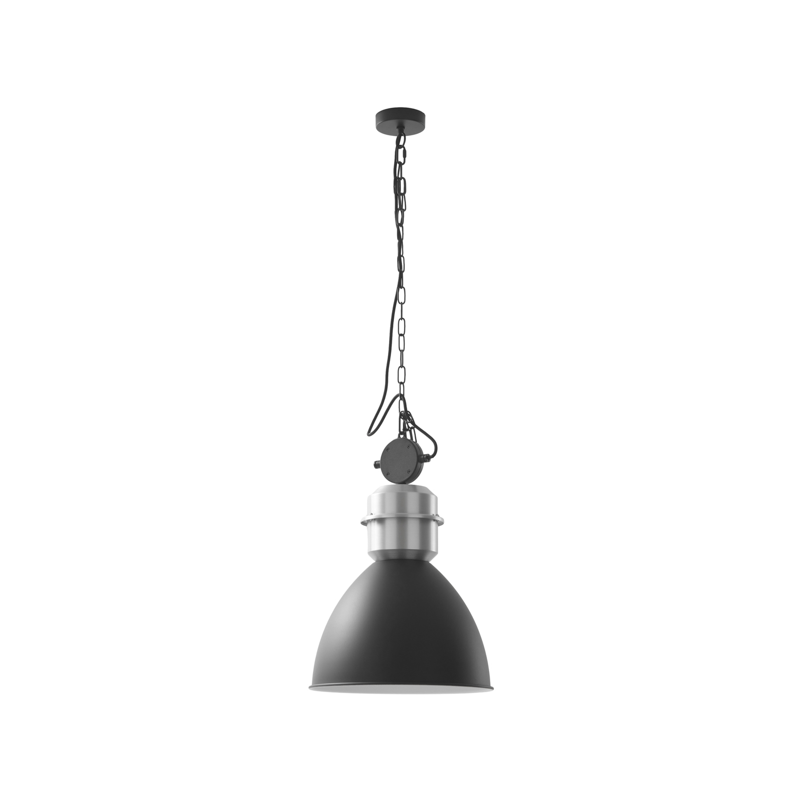 Lucande hanglamp Kaeloria, zwart/zilver, aluminium, Ø 35 cm