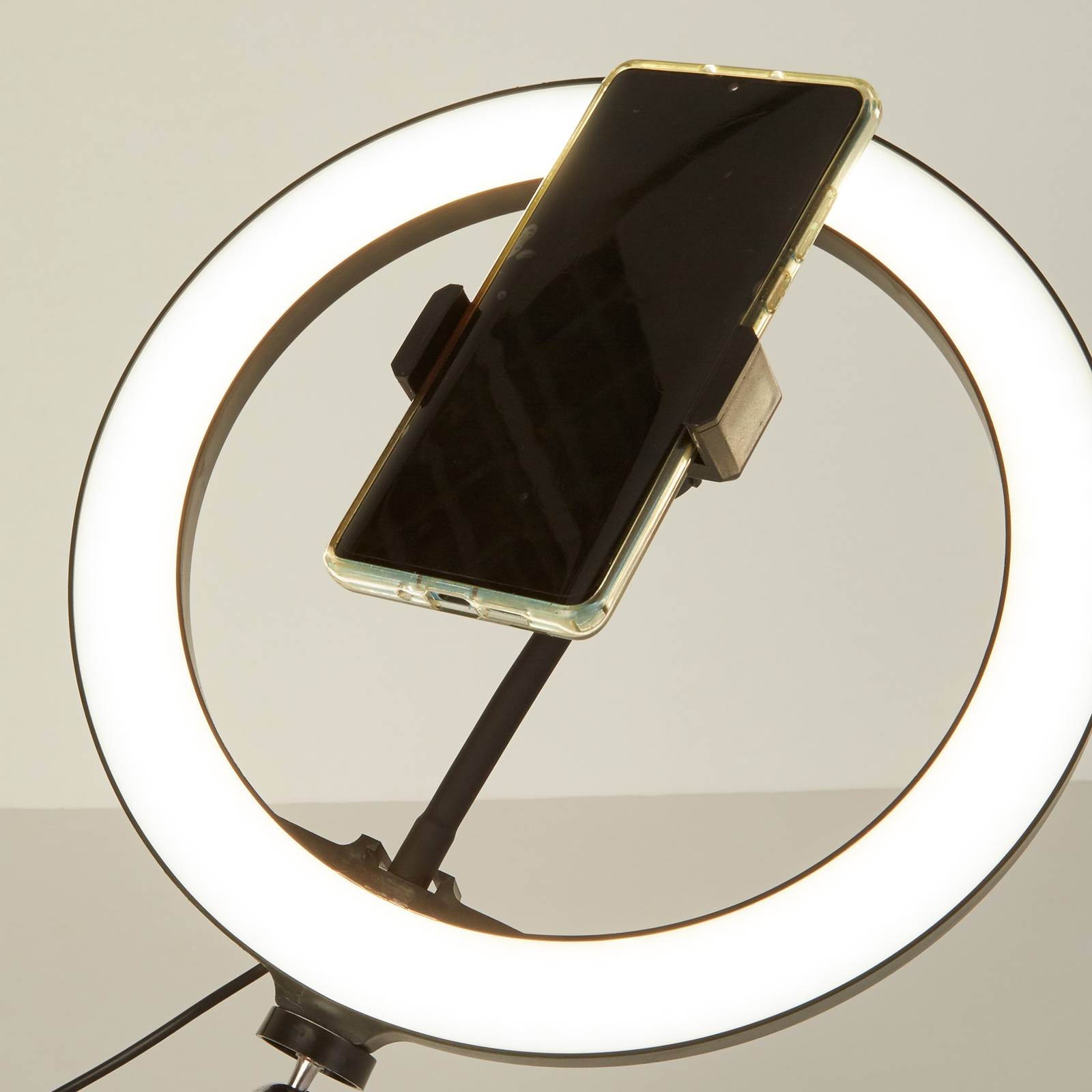 Selfie Tripod LED-ringlampe mobilholder USB CCT