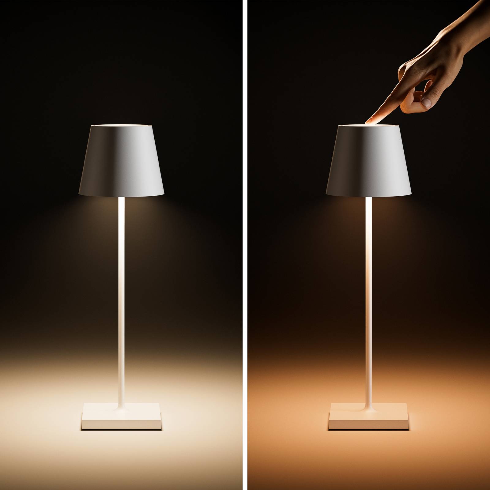 Akumulatorowa lampa stołowa LED Nuindie, biała, Easy Connect, IP54