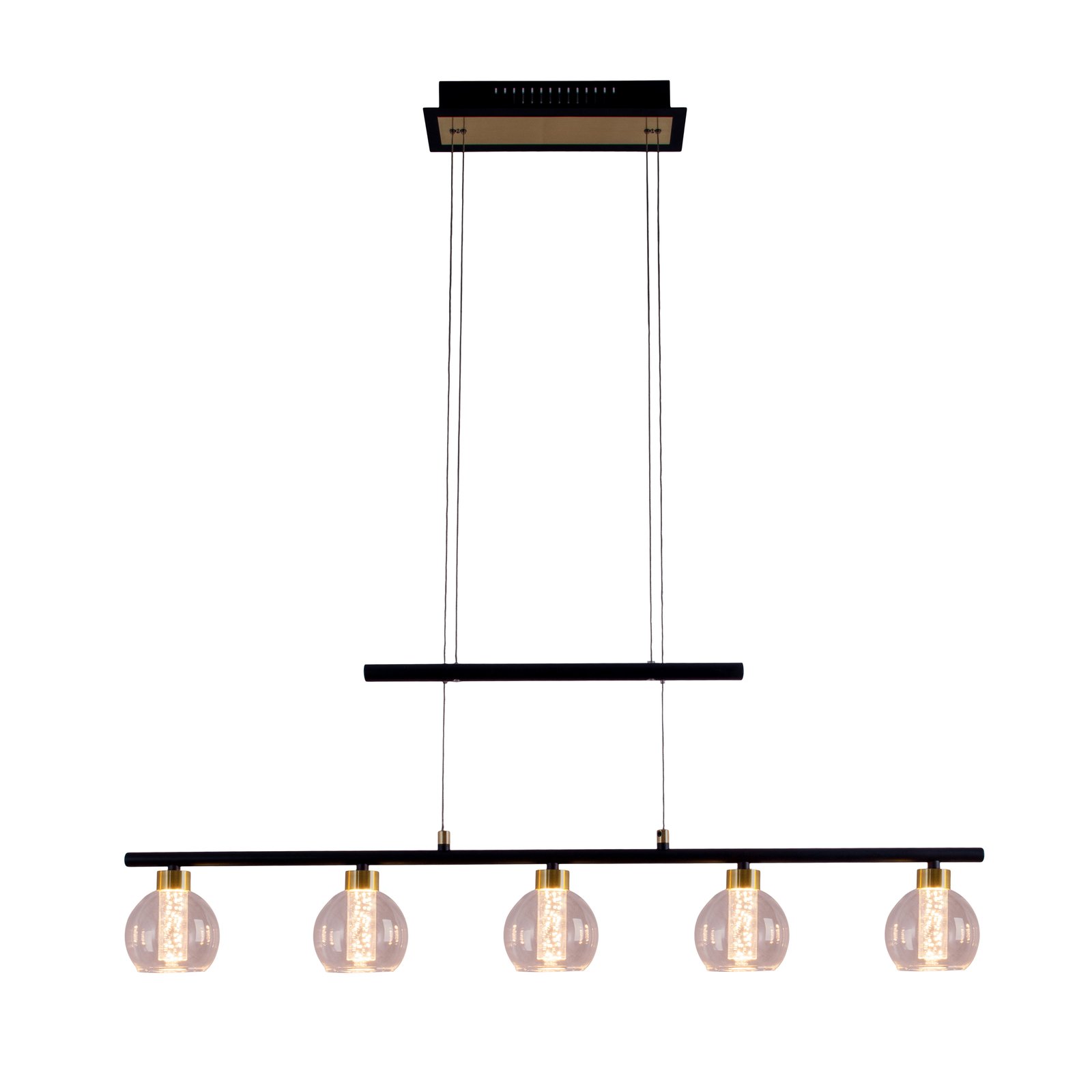 LED-riippuvalaisin Brass 5-lamppuinen korkeussäätö