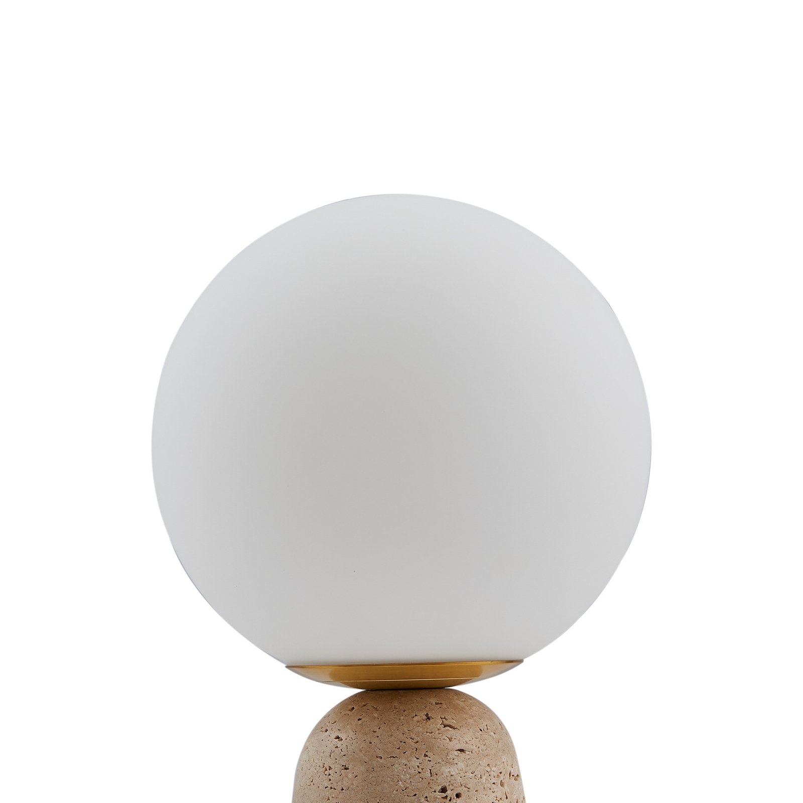 Lindby bordlampe Kirstan, beige, hvit, glass, kule 33 cm