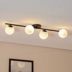 Deckenleuchte Glassy, 4-flg., linear, schwarz/opal