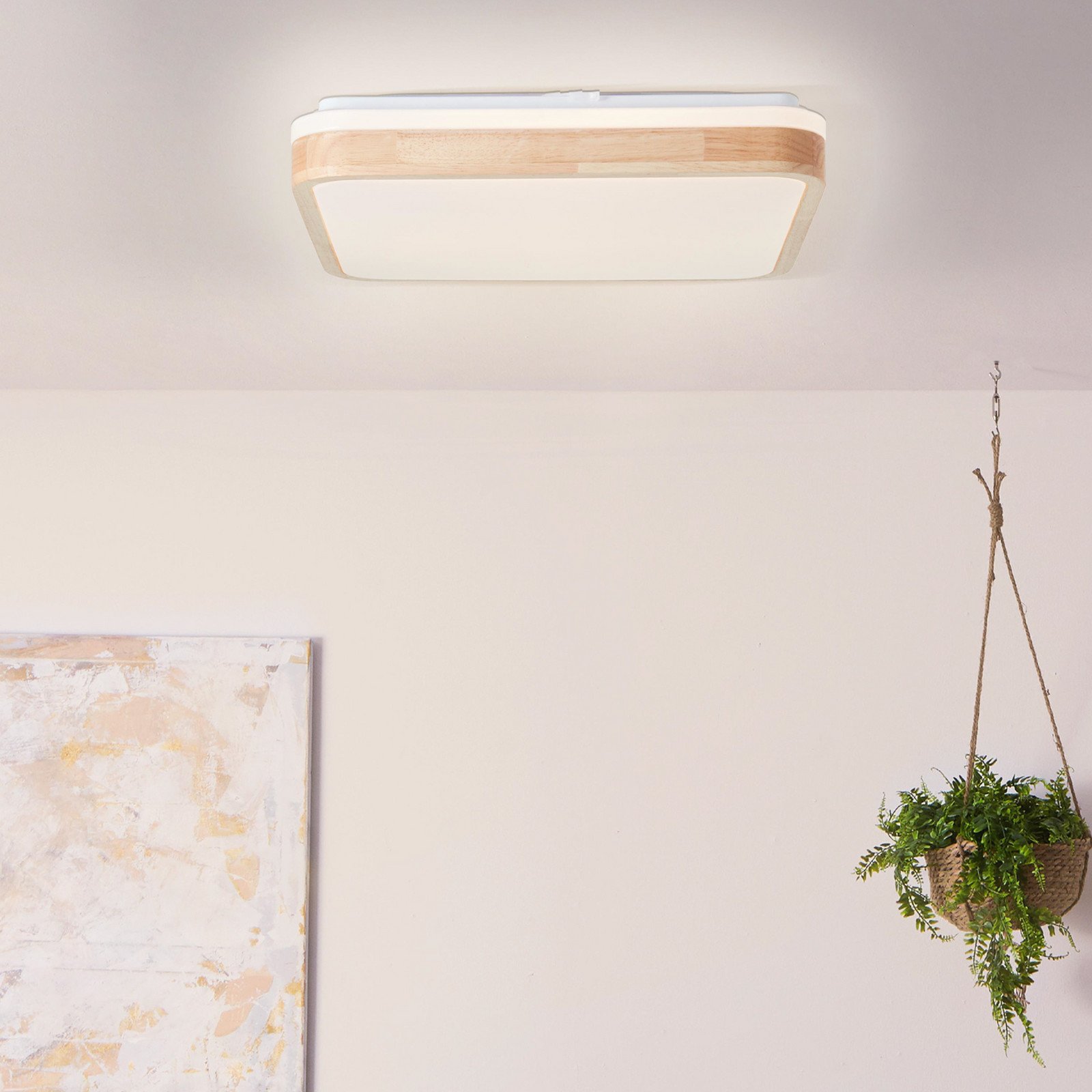Brilliant Plafonieră LED Tumeo lungime 40 cm lemn deschis metal/lemn - Camera de zi / sufragerie - modern - lemn deschis alb