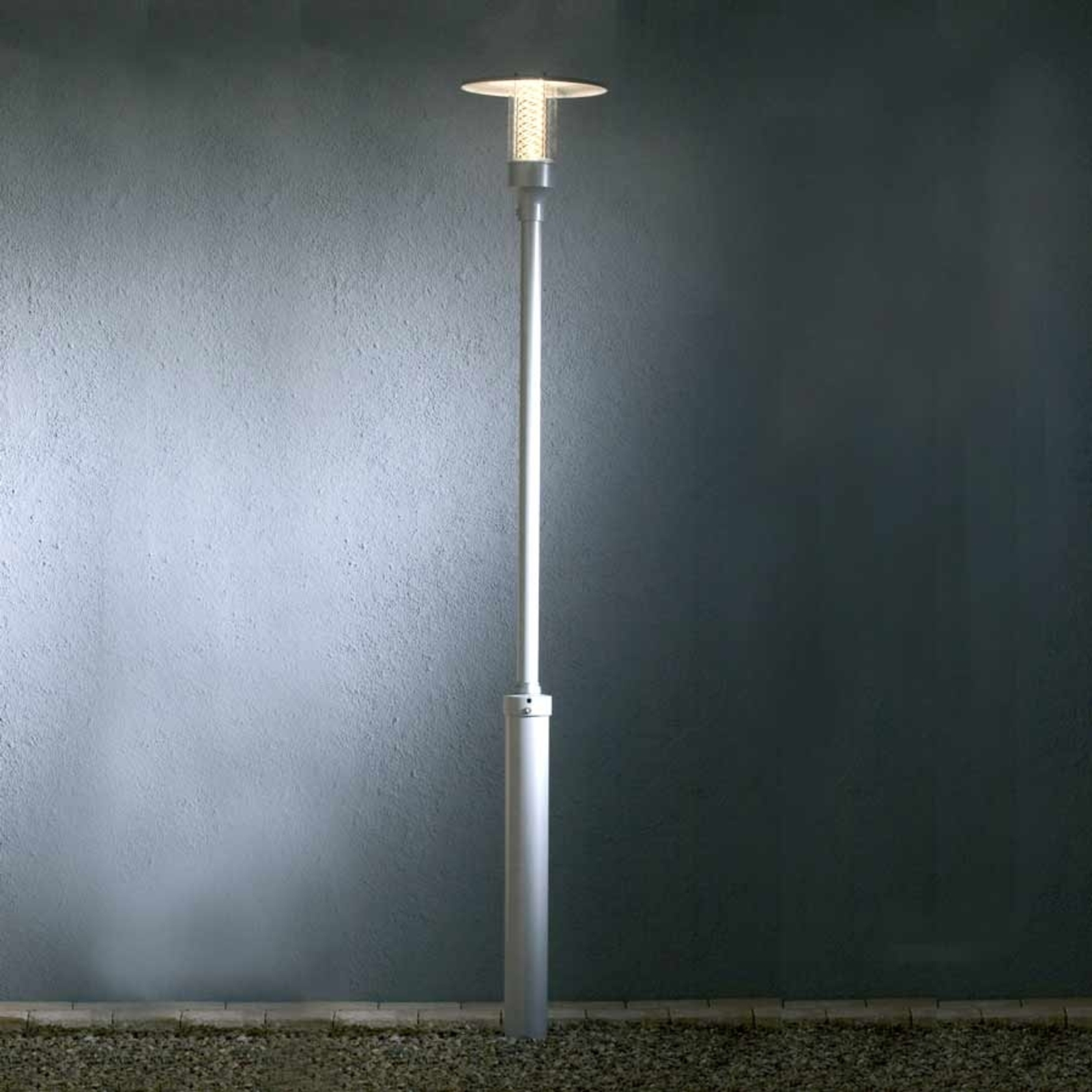 Konstmide High-quality NOVA post light, grey, aluminium, acrylic glass, GU10, 50 W, energy efficiency: A++, H: 221 cm
