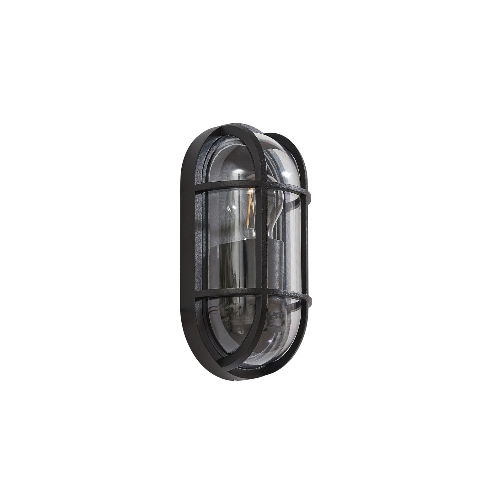 Vonkajšie nástenné svietidlo Lucande Serine, 27,1 cm, čierna farba, hliník