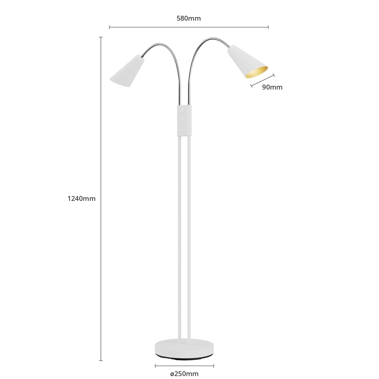 Medira 2 Lampadaire White - Lucande