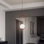 Dione pendant light, 1-bulb, wine red/white