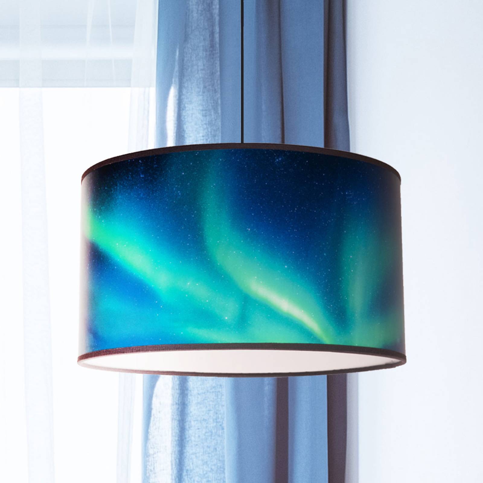 Print L hanging light sky with turquoise aurora