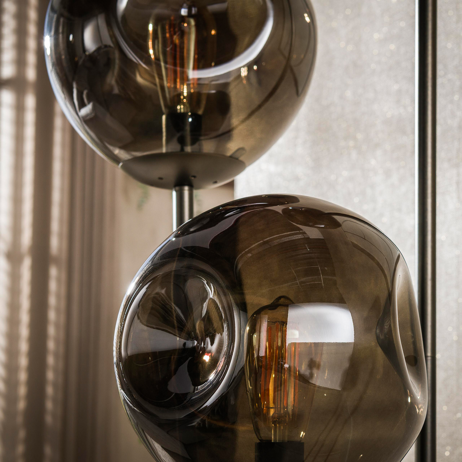 Stojací lampa Stellar, 3 žárovky, hnědá, sklo, kov, E27