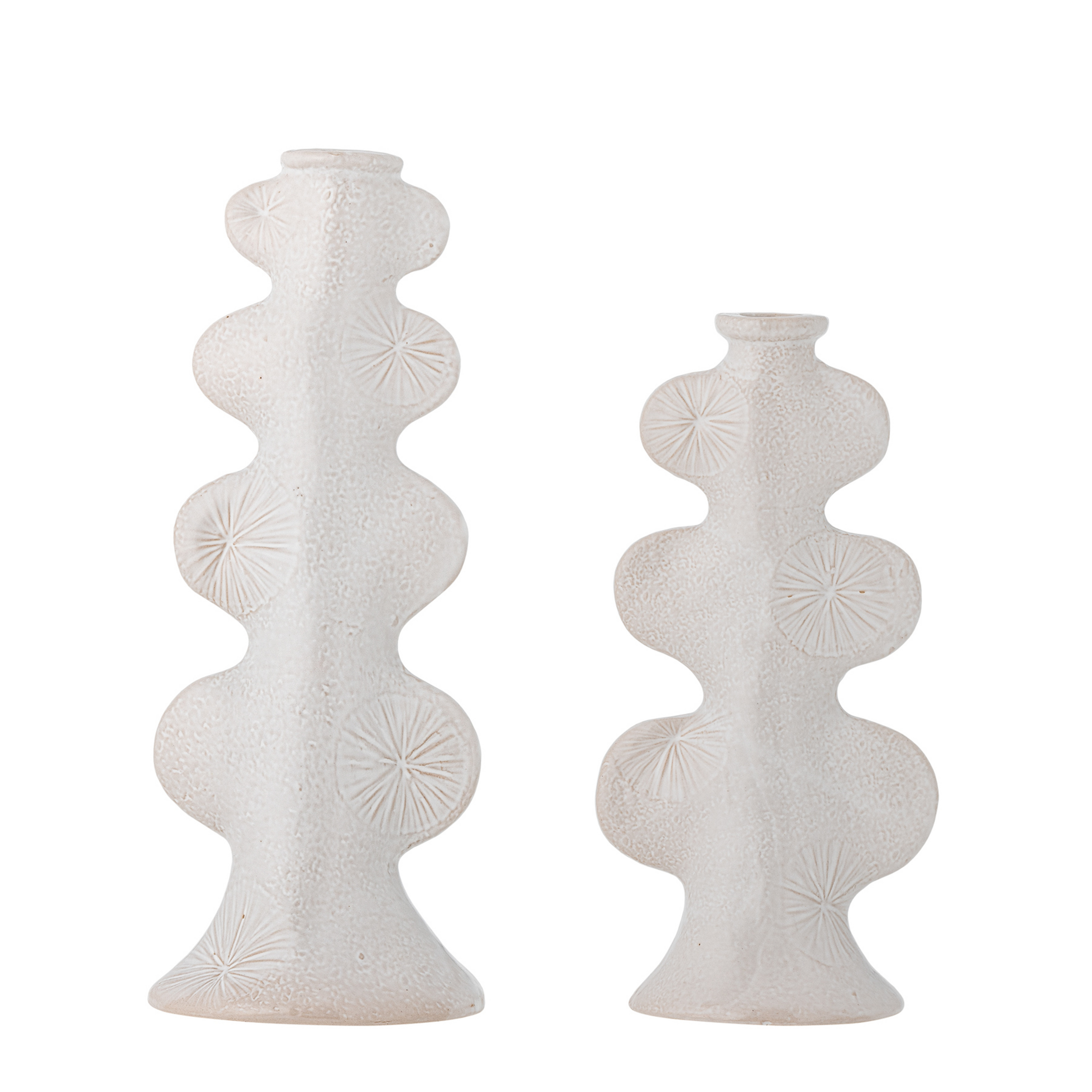 Cason candle holders, stoneware, white, set of 2 - BLOOMINGVILLE