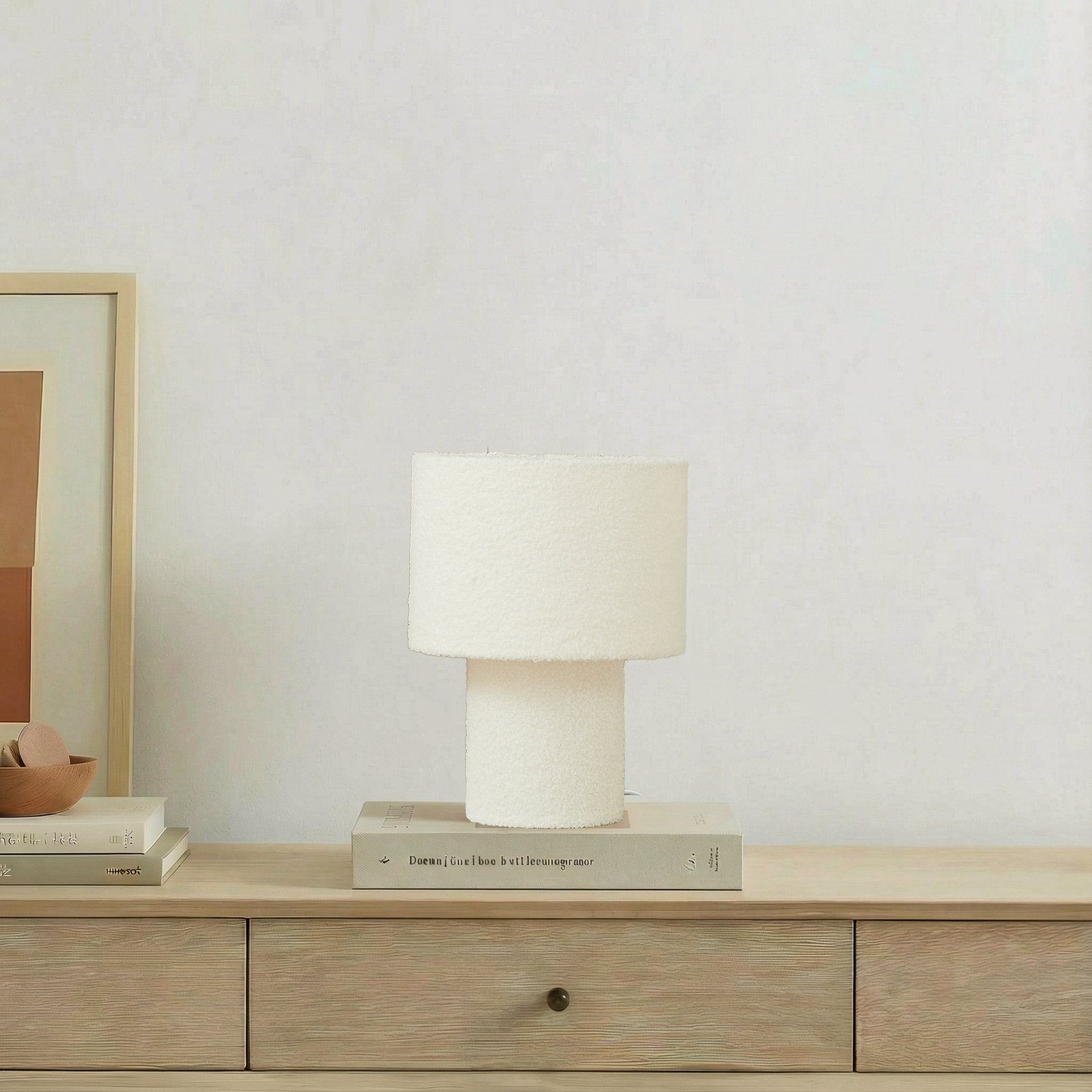 Lampada da tavolo Lindby Jone, bianco, tessuto, 30 cm