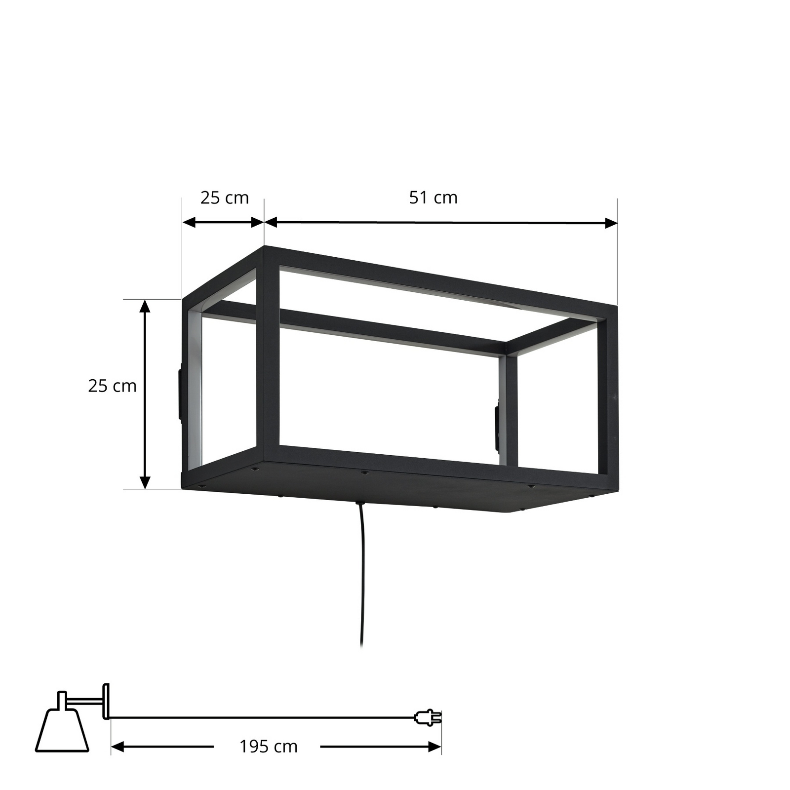 Birta LED wandlamp, stekker, plank, 51 cm, USB - Lindby