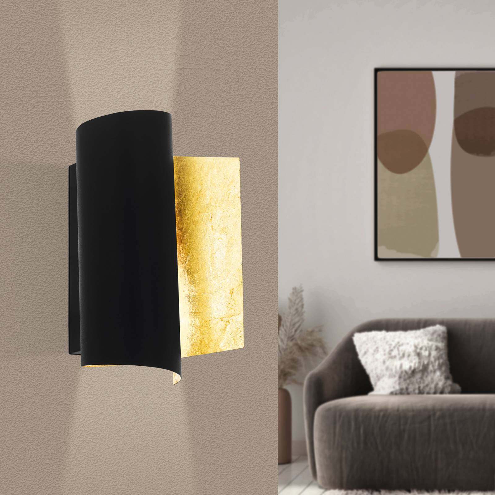  Eglo Wandleuchte Falicetto, Schwarz/goldfarben 