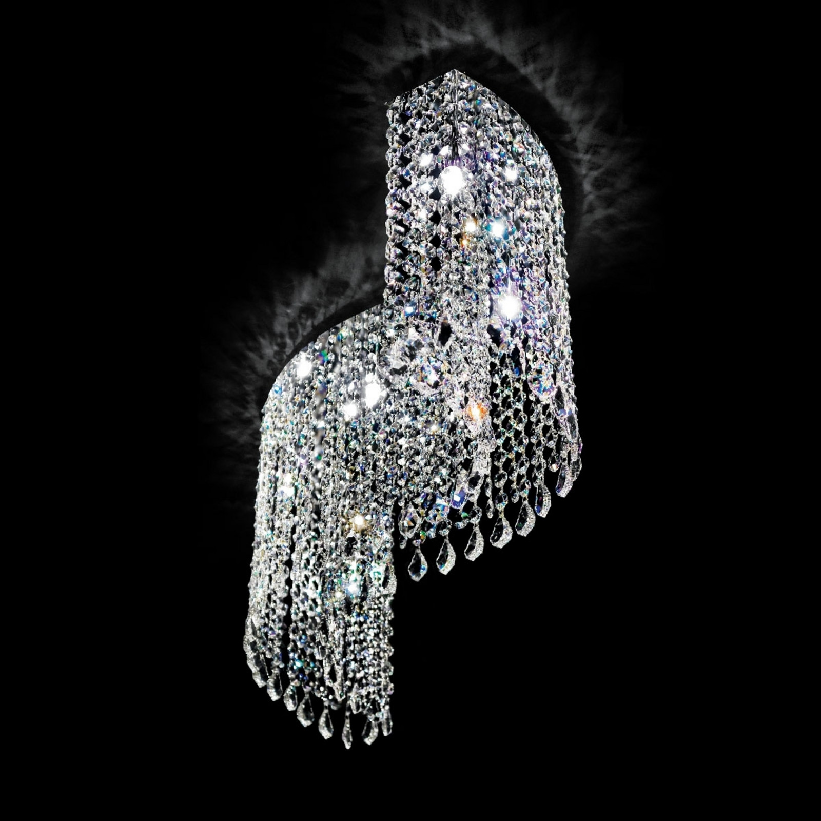 Novaresi Plafonieră cristal Shine formă curbată - Camera de zi / sufragerie - transparent crom