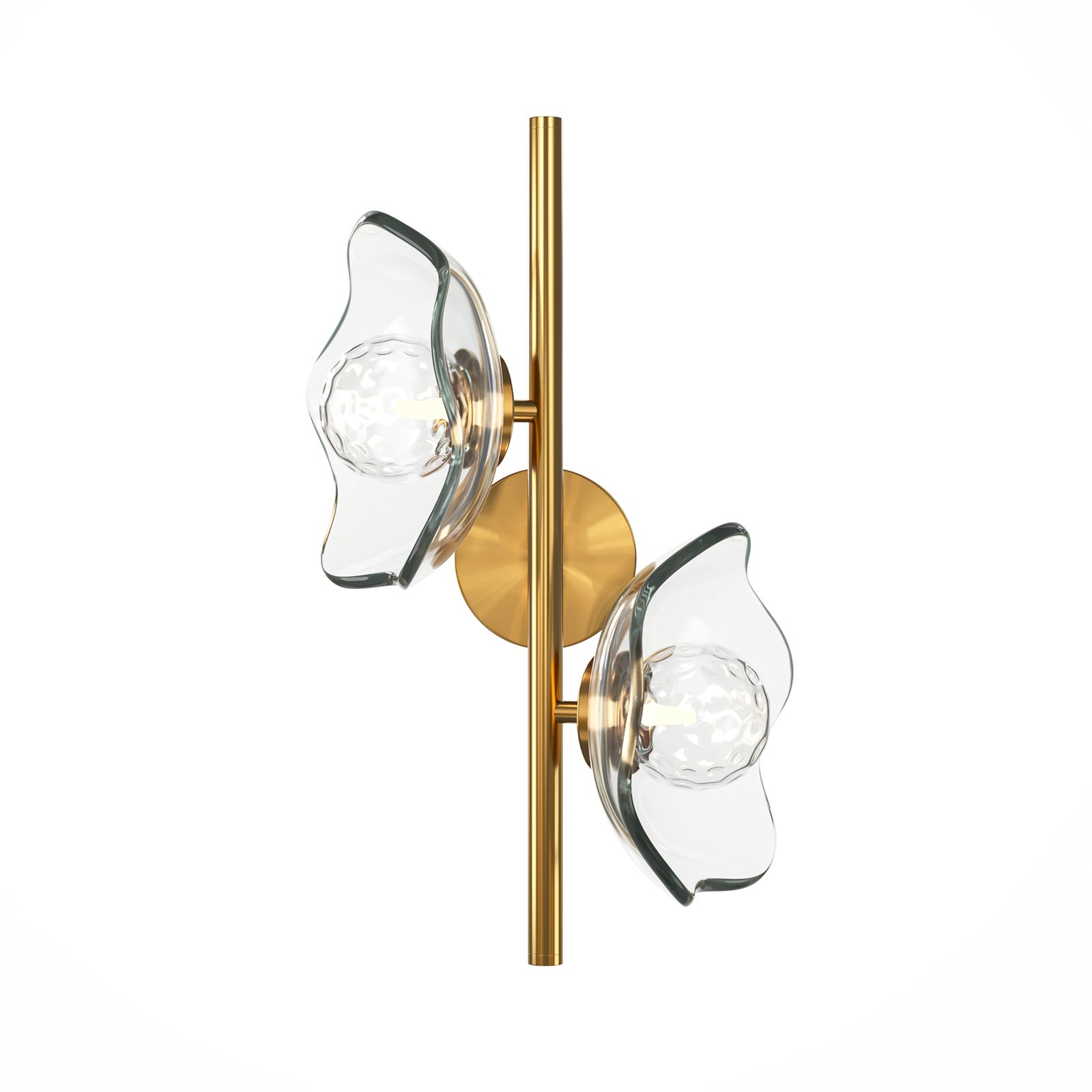 Maytoni Miracle wall light, 2-bulb, brass-coloured, glass