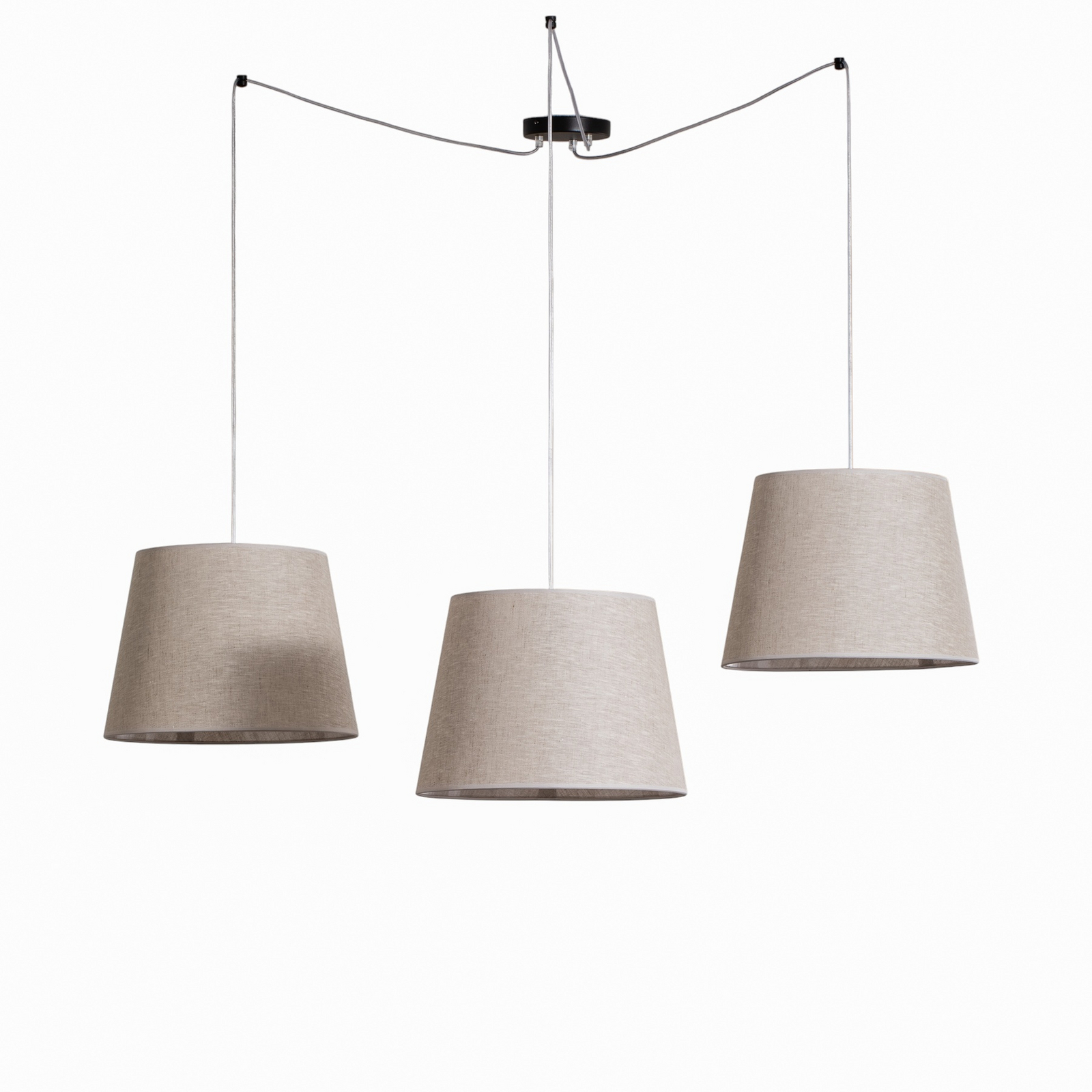 Ascot hanging light, beige, fabric, 3-bulb, decentralised