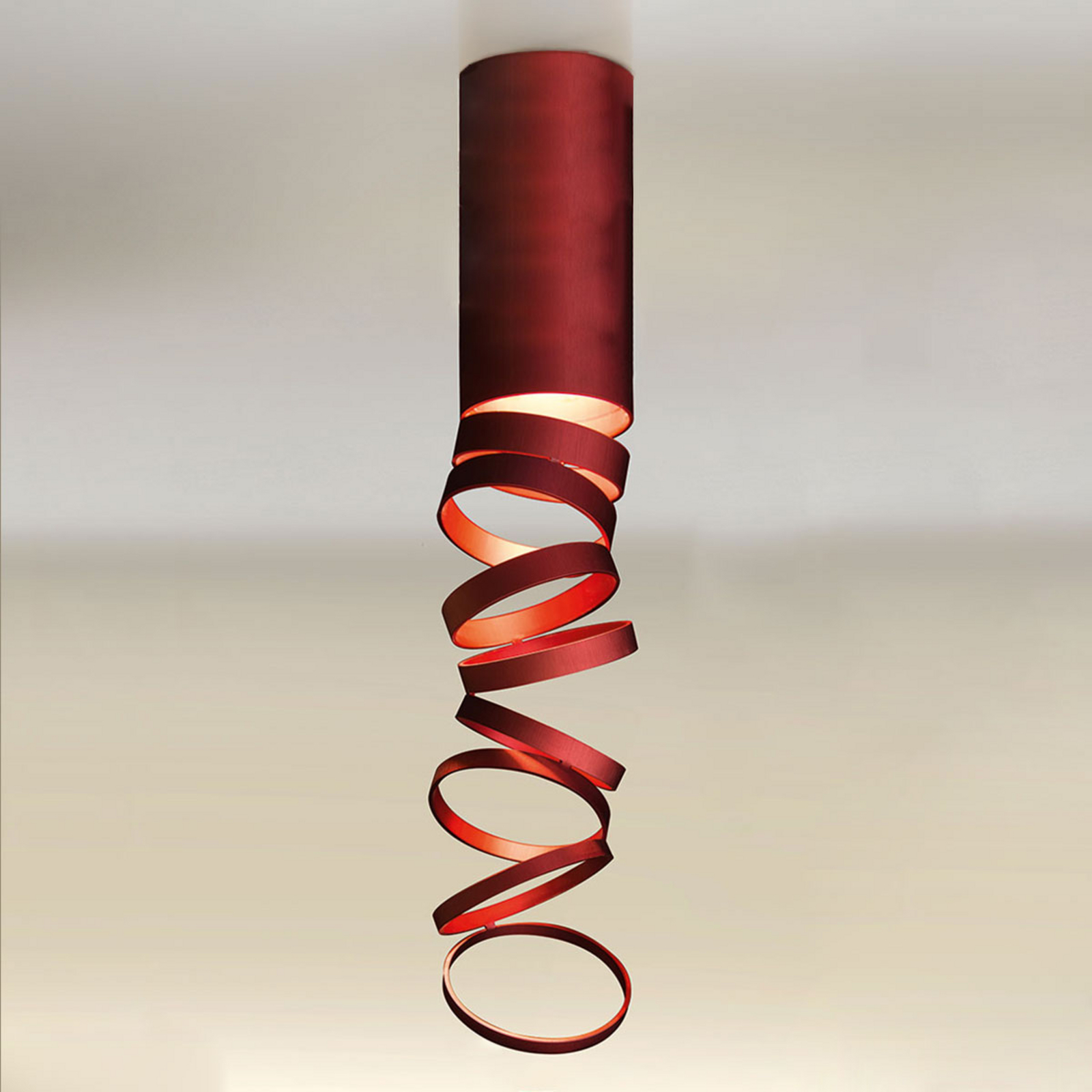 Artemide Decomposé ceiling light red, for Living / Dining Room, aluminium, E27, 8 W, energy efficiency: A++, H: 60 cm