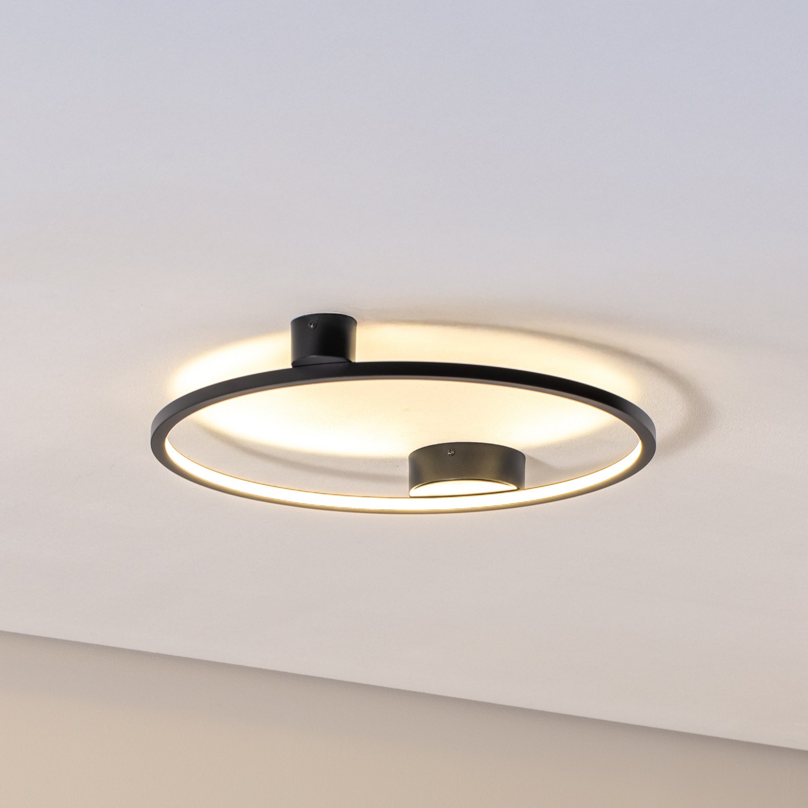 LED plafondlamp Saturno, zwart, Ø 50 cm, metaal, 4.000 K