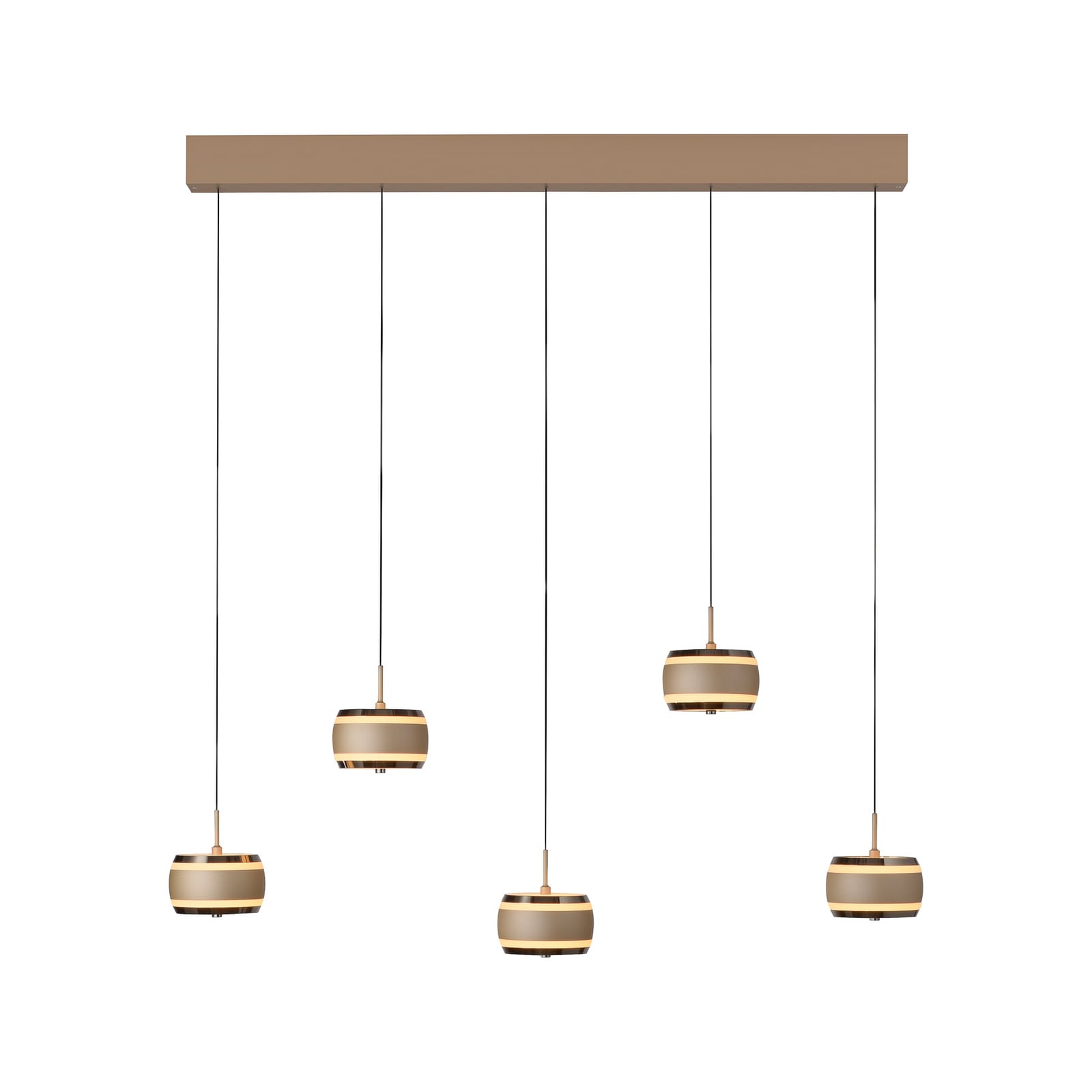 Falling Rings LED-Hängelampe, bronze, 101 cm, 5-fl. - PURE Falling Rings LED-Hängelampe, bronze, 101 cm, 5-fl. - PURE