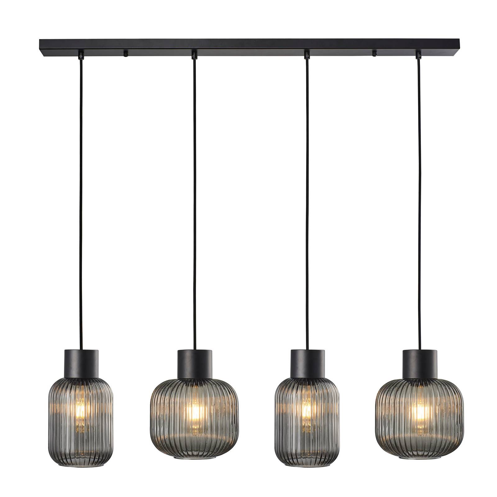 Lucande Lomeris hanglamp, 4-lamps, rookgrijs