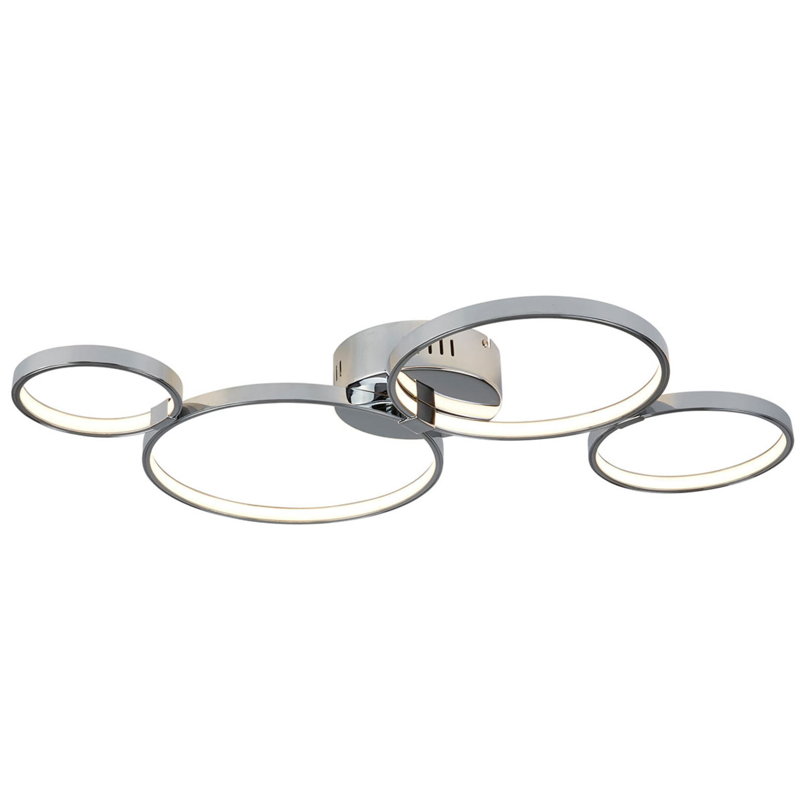 Searchlight Ring-shaped Solexa LED ceiling light, chrome look, for Living / Dining Room, metal, acrylic, 30 W, energy efficiency: A+, L: 73.5 cm, W: 49.5 cm, H: 7.4 cm