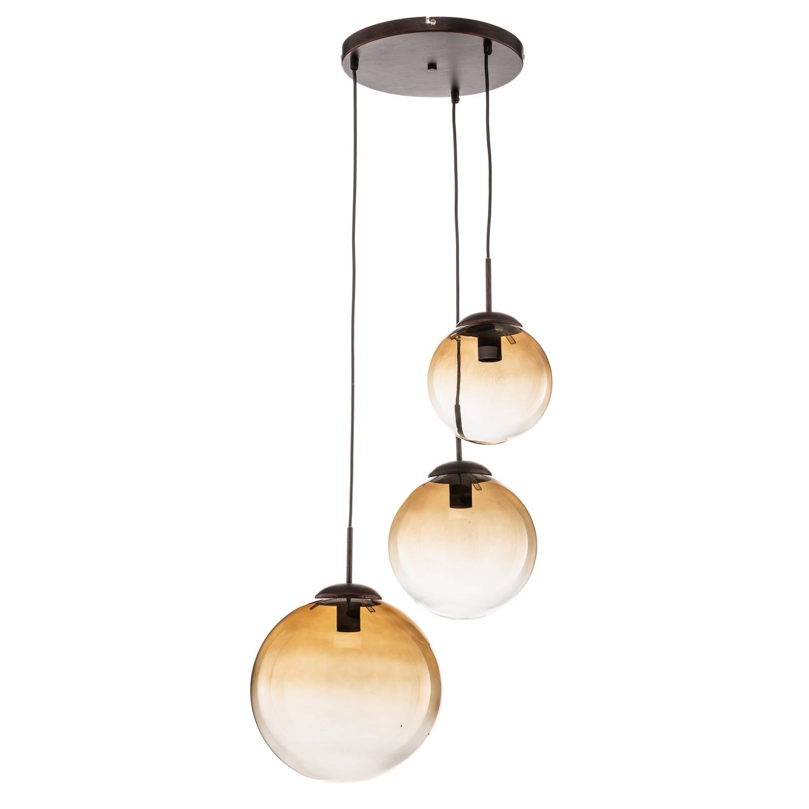 Glas-Hängeleuchte Varus amber 3fl Ø 51 cm