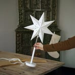 LED-Akku-Papierstern Noella, stahl/weiß, Höhe 62 cm
