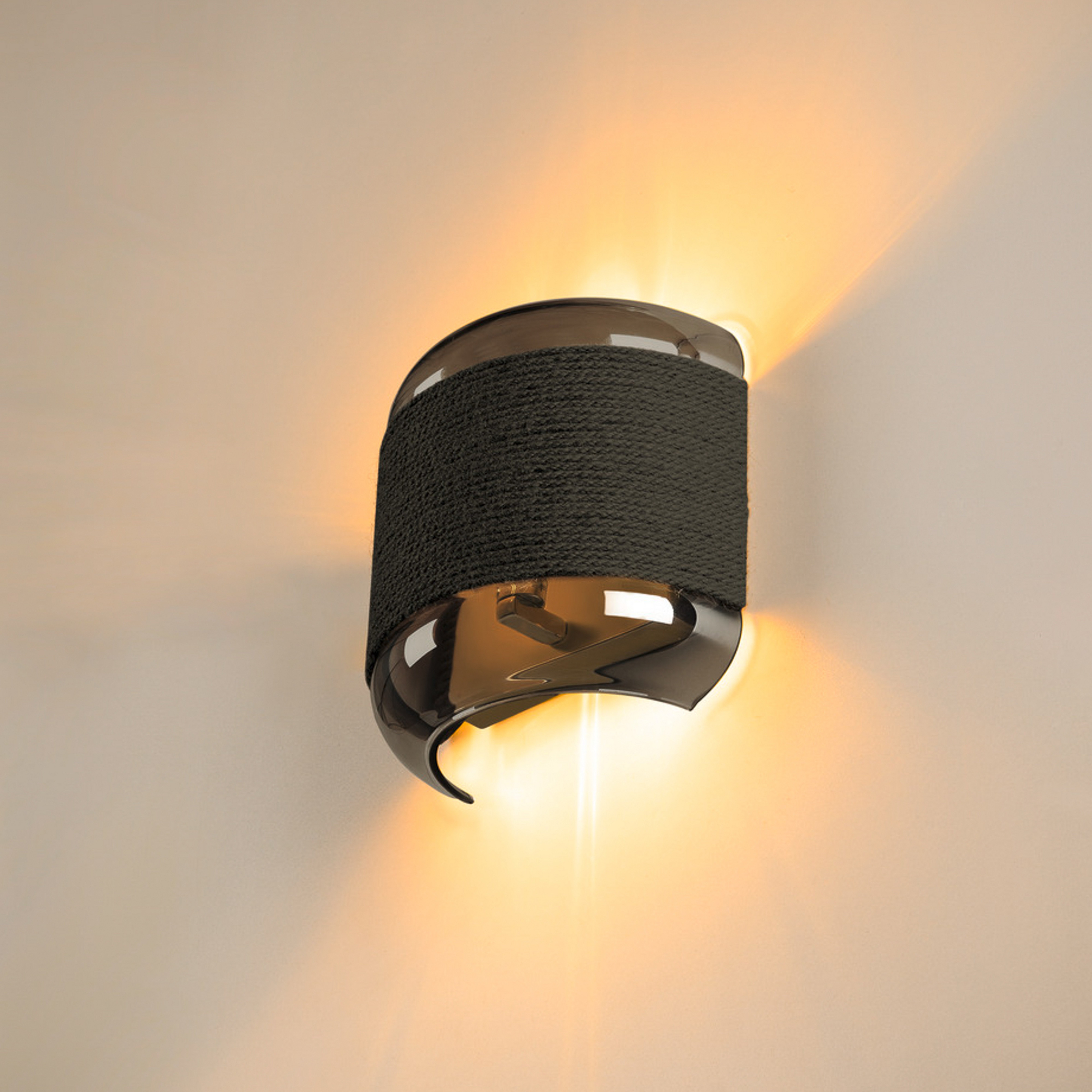 SLV Aplique de pared Pantilo Rope, negro/gris/plateado, cristal