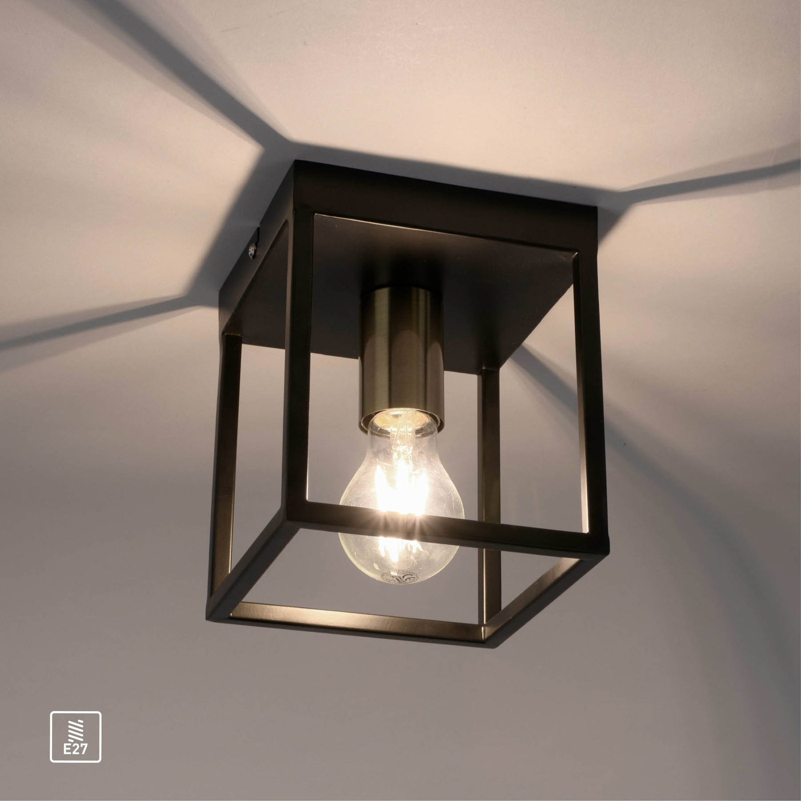 Fabio ceiling light, 1-bulb, black/gold