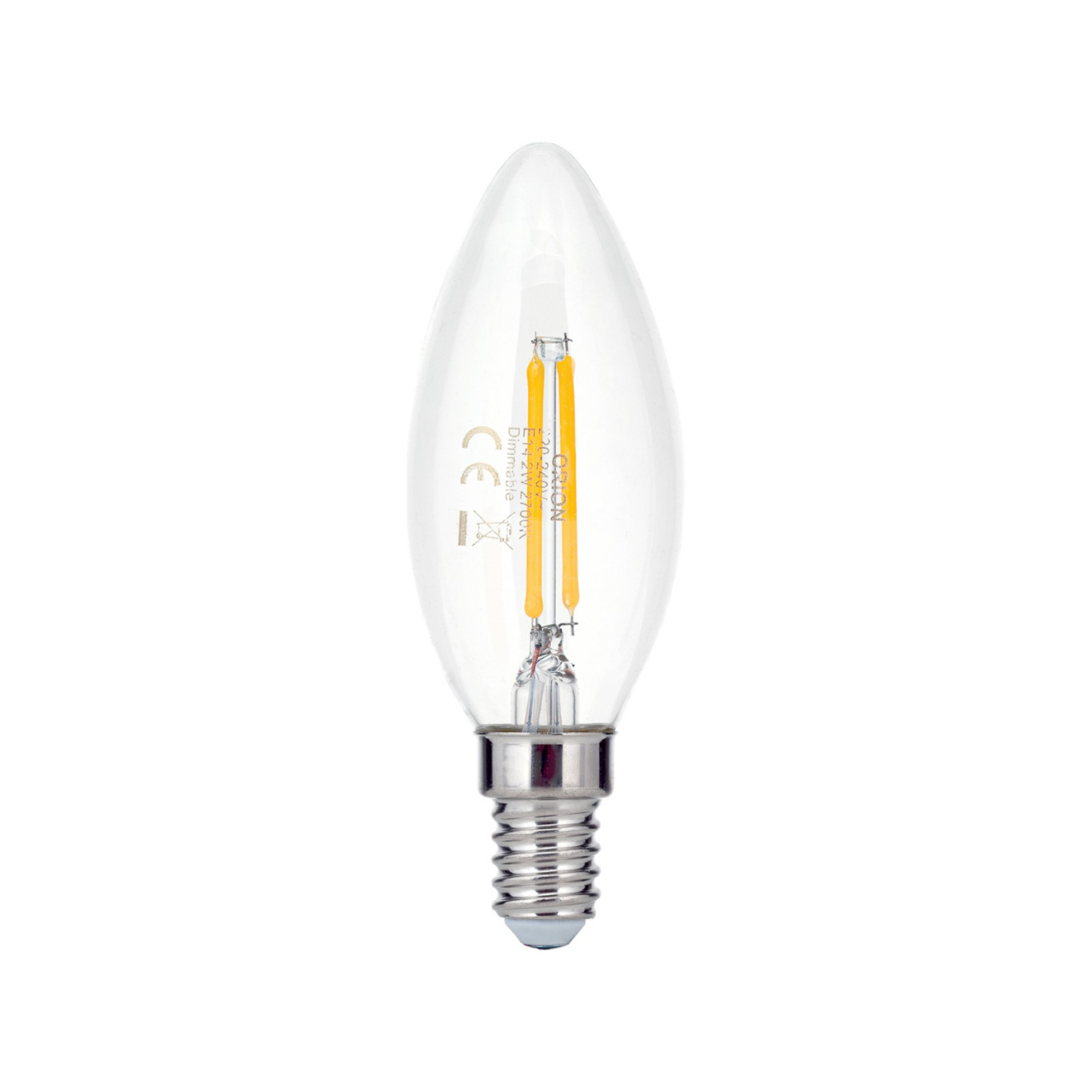 Lâmpada de incandescência LED E14 C35 transparente 2W 827 180lm regulável