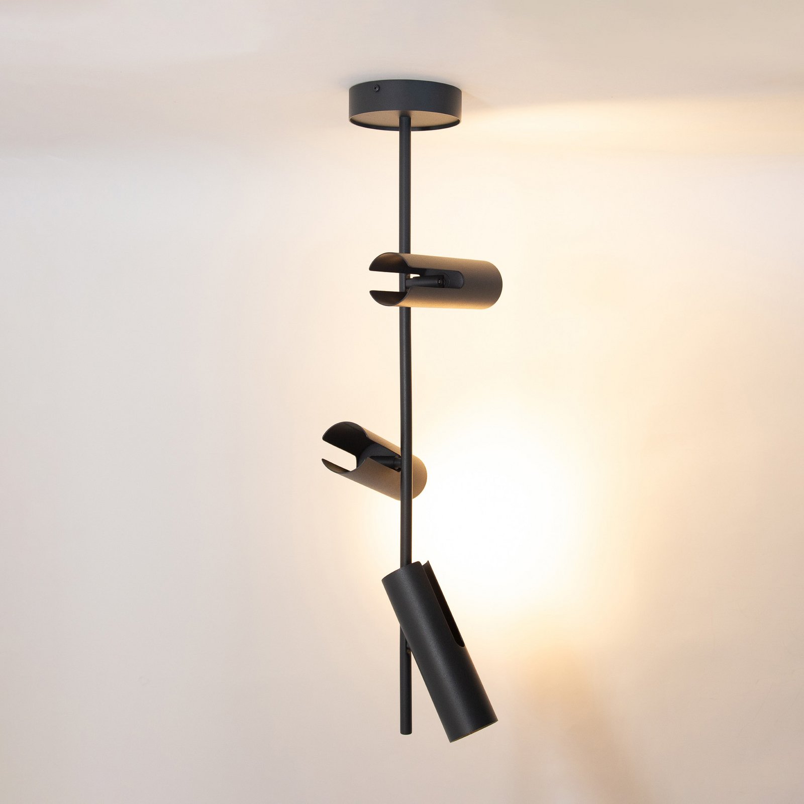 Leda 3 downlight, anthracite, 3-bulb, steel, height 76 cm
