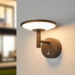 Lucande LED-utomhusvägglampa Fenia, sensor, IP54, antracit