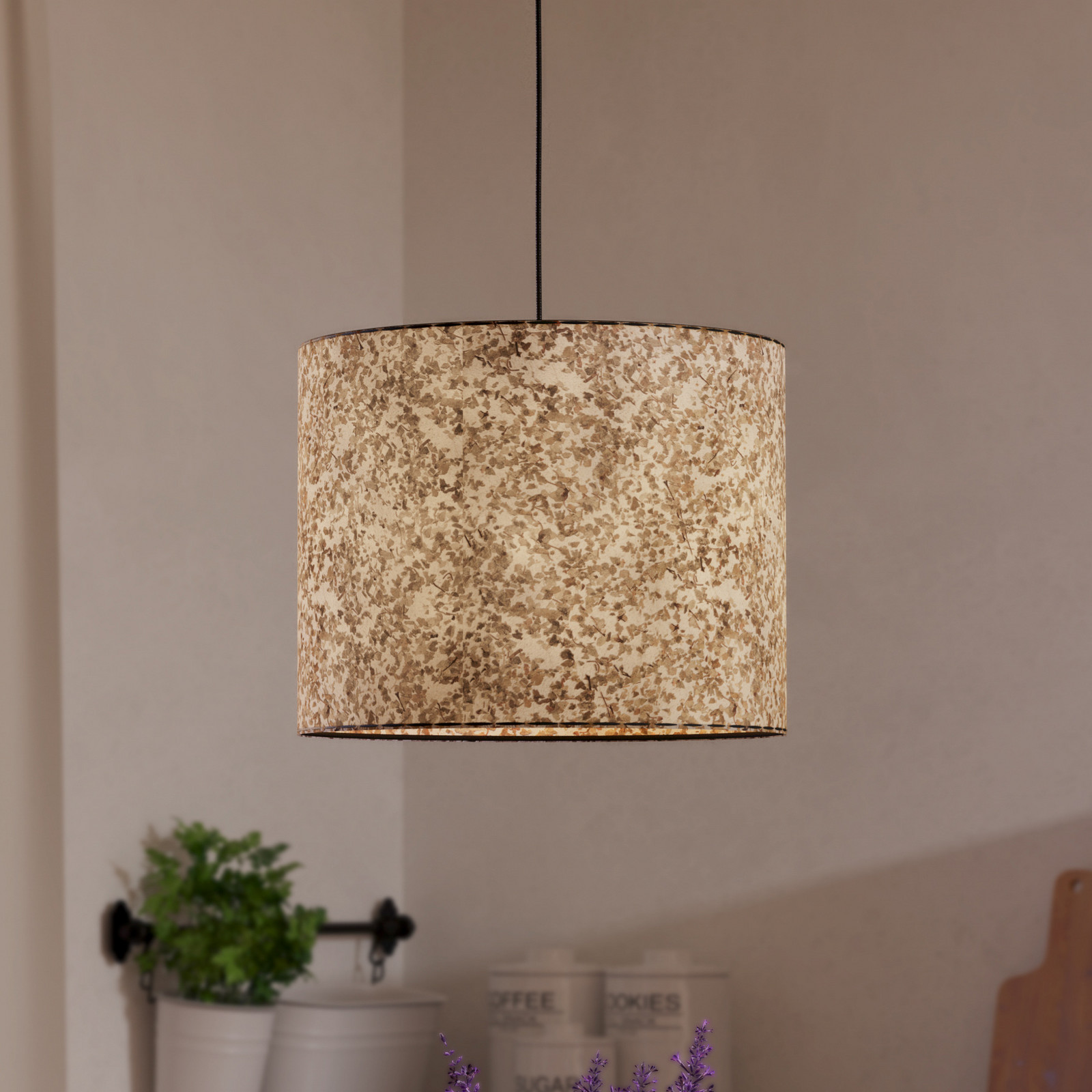 EGLO Lampă suspendată Butterburn Ø 36 cm bej-verde material textil - Camera de zi / sufragerie - bej verde negru - Țesătură / Textil