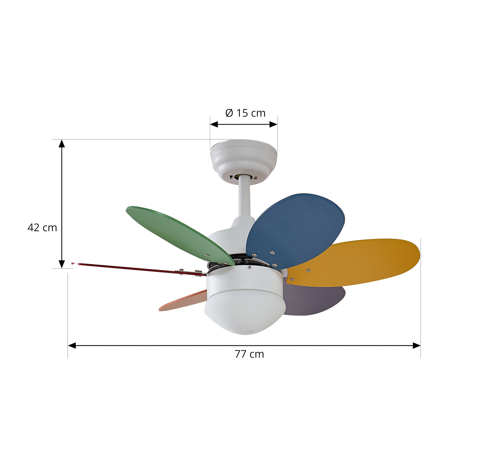 Lindby griestu ventilators ar apgaismojumu Litur, kluss, Ø 77 cm, E27