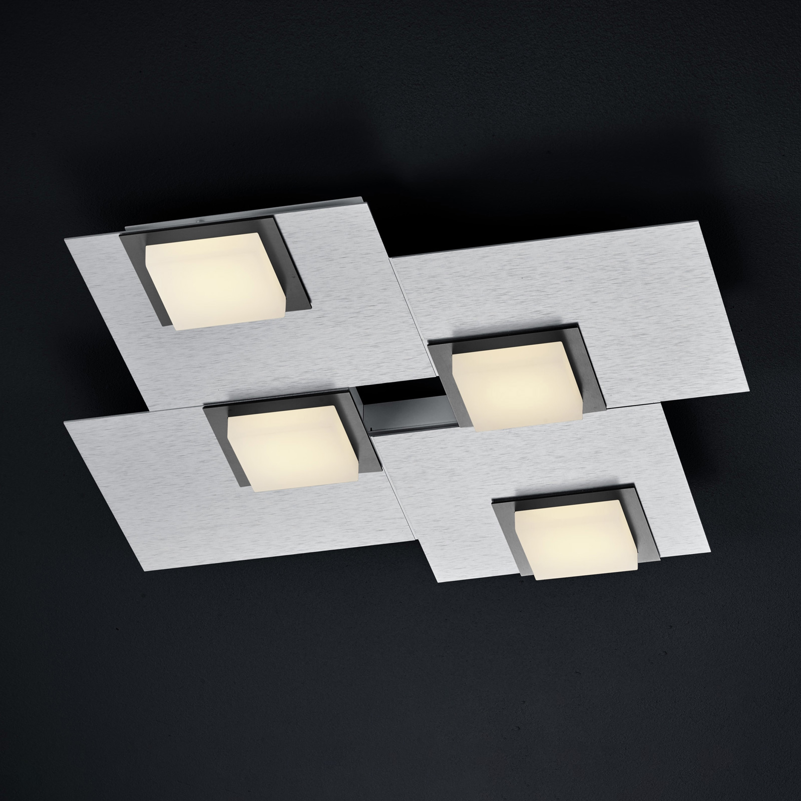 BANKAMP New Quadro LED-Deckenleuchte vierflammig