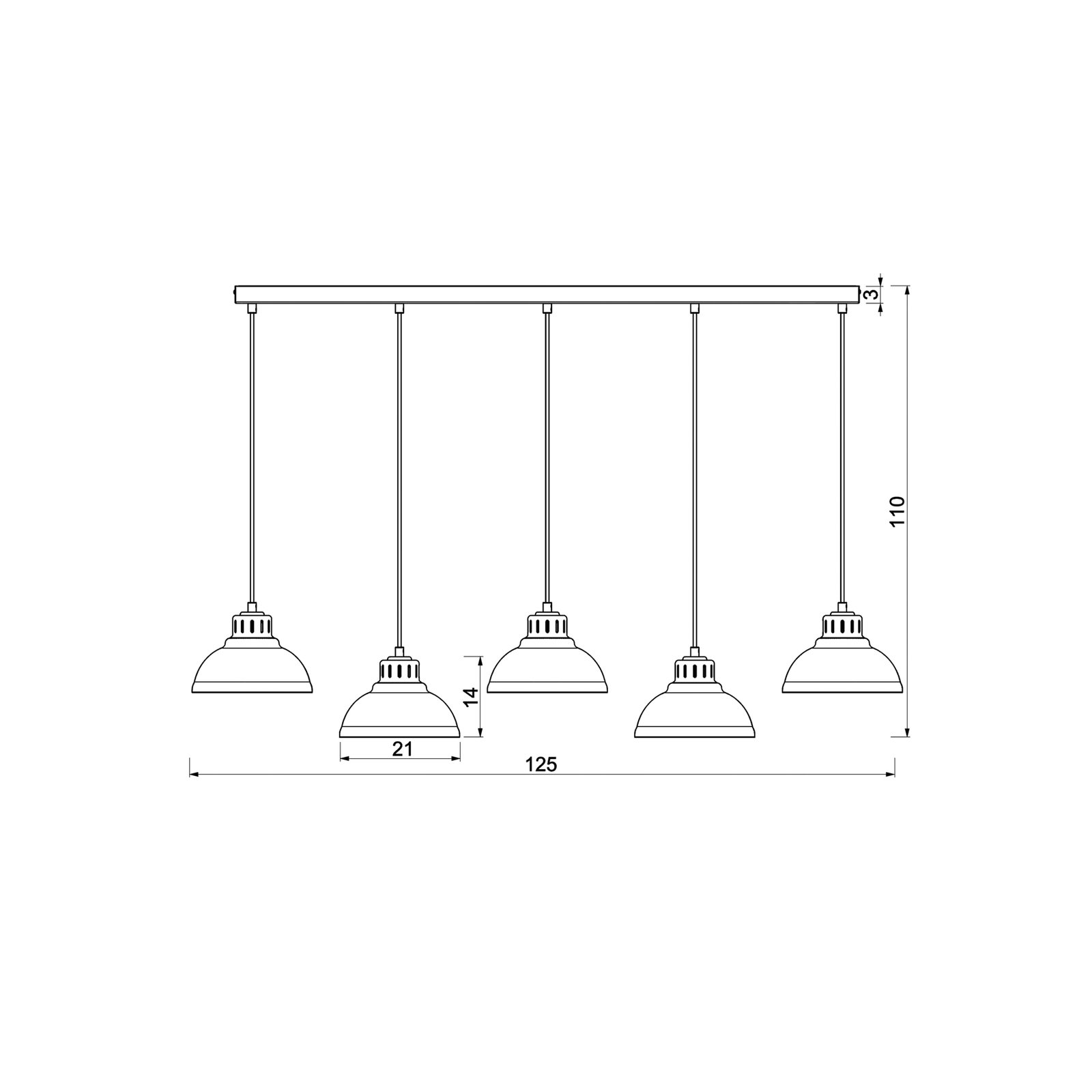 Sven pendant light, 5-bulb, beige, steel