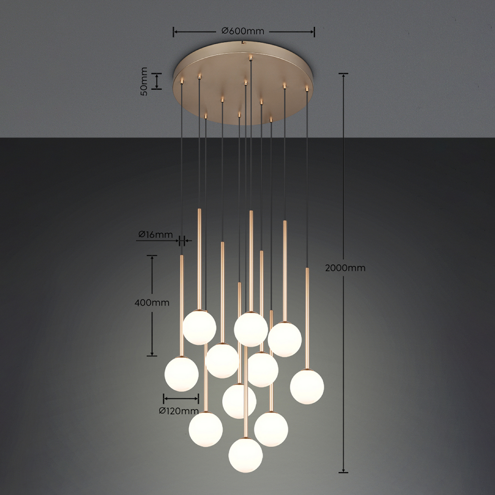 Piekaramā lampa „Firano“, zelta krāsā, Ø 66 cm, metāls, 11 spuldzes. Piekaramā lampa „Firano“, zelta krāsā, Ø 66 cm, metāls, 11 spuldzes.