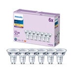 „Philips“ LED lemputės, GU10, 4,6 W, skaidrios, 2 700 K, 6 vnt. rinkinys